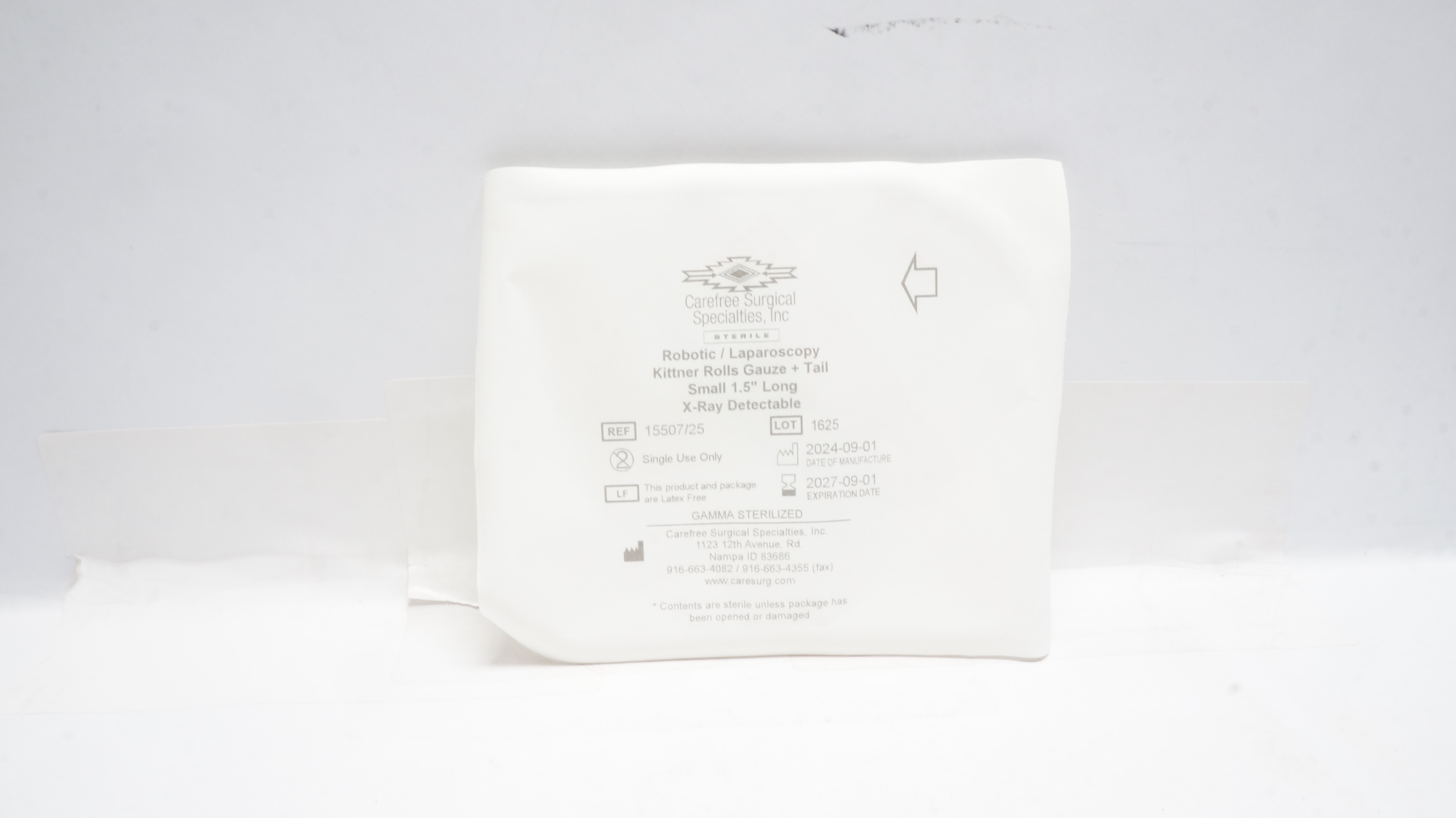 Carefree Surgical 15507/25 Robotic/Laparoscopy Kittner Rolls Gauze - Pack of 5