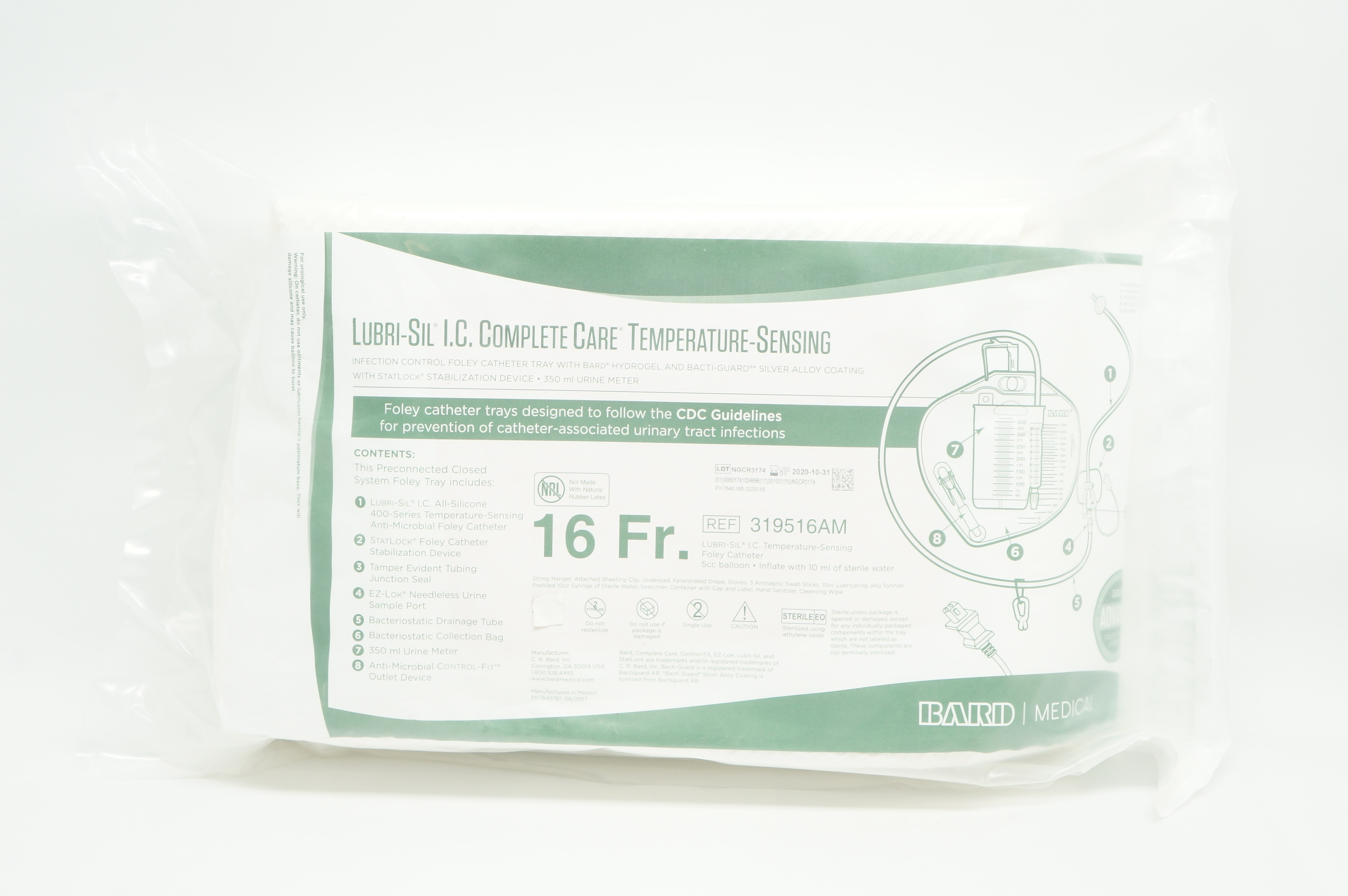 Bard 319516AM Lubri-Sil I.C. Complete Care Temperature-Sensing 16Fr. (x)