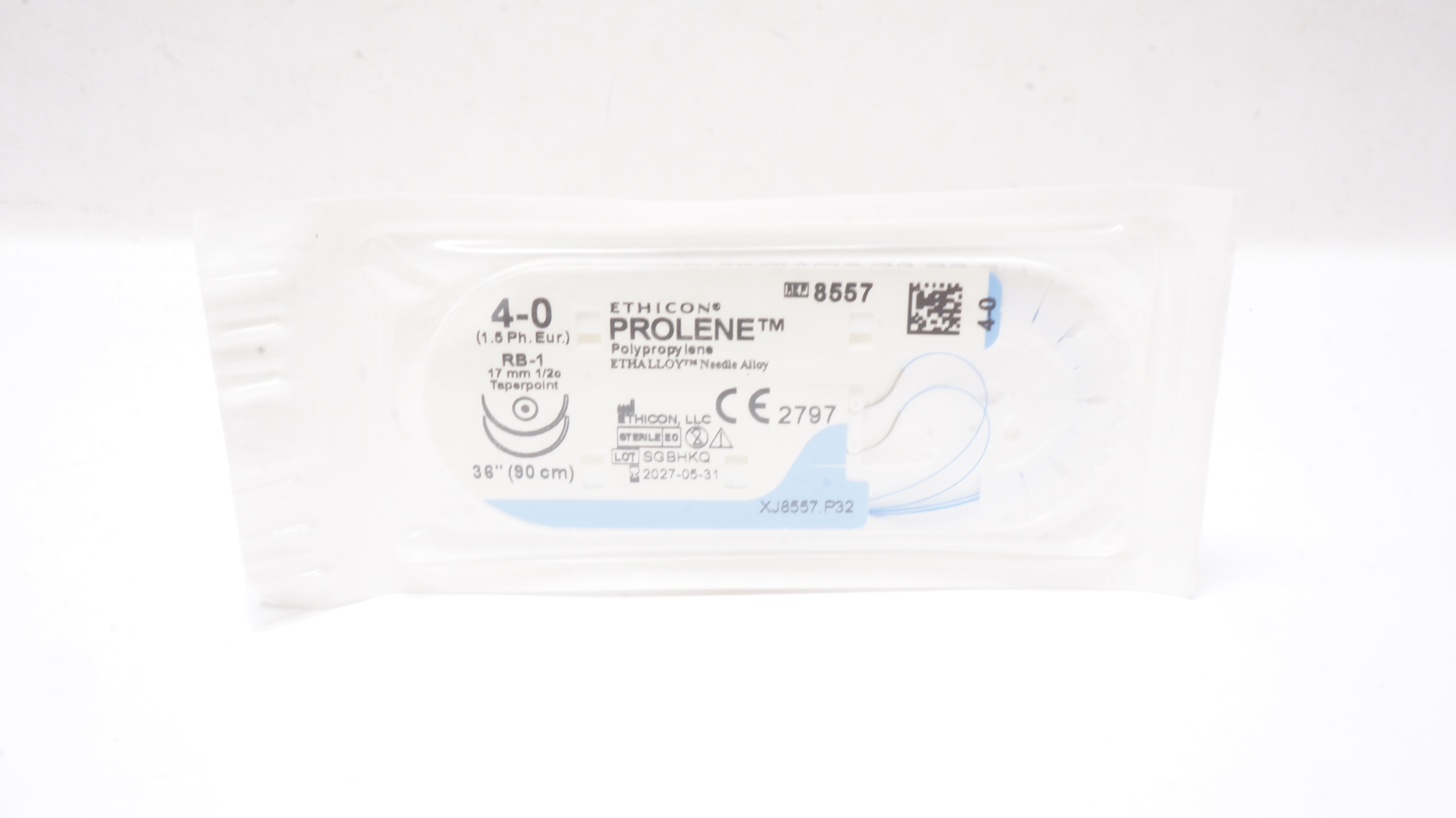 Ethicon 8557 4-0 PROLENE Polypropylene Stre RB-1 17mm 1/2c Taperpoint, 36inch