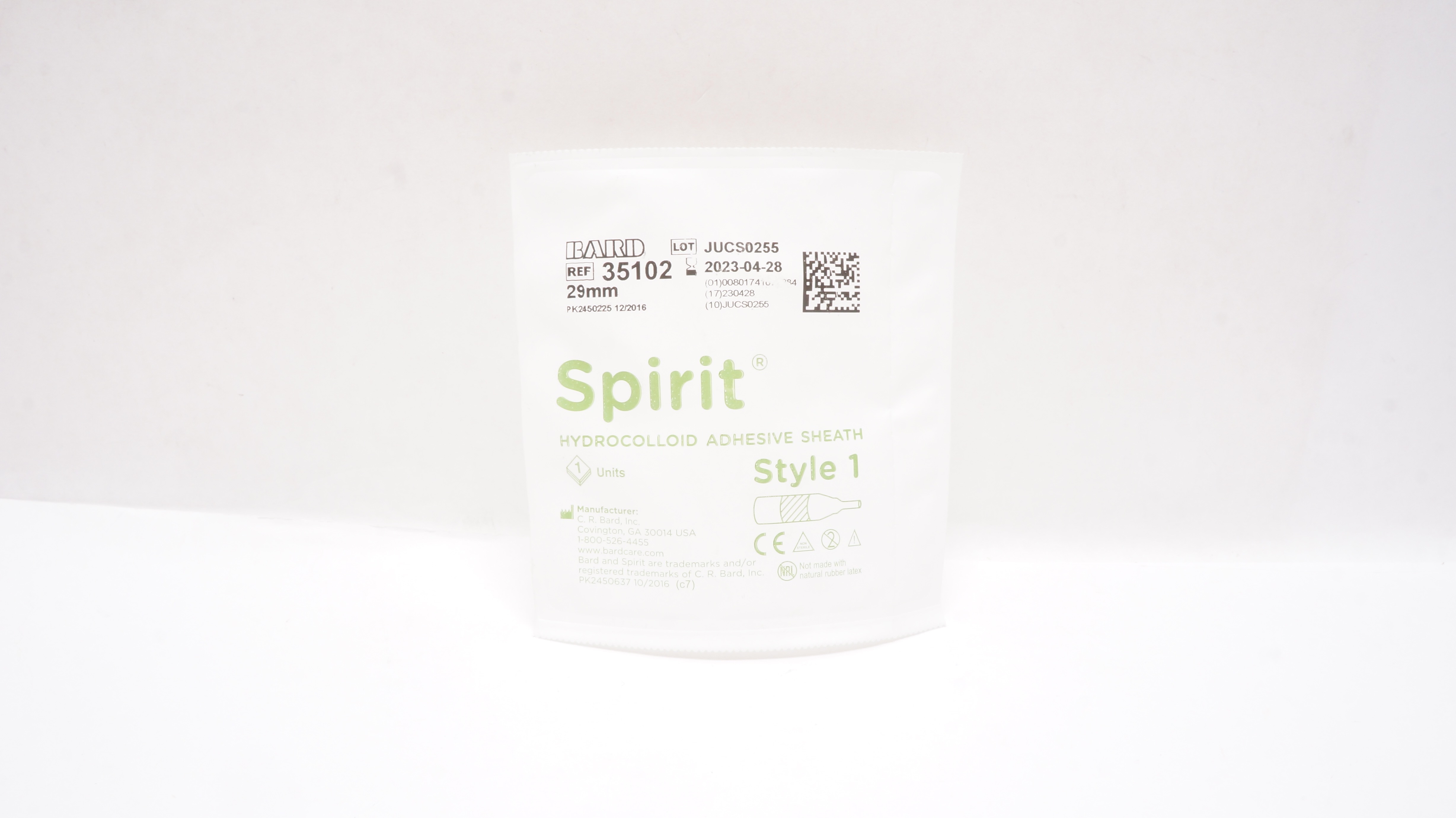 Bard 35102 Spirit Hydrocolloid Adhesive Sheath, 29mm