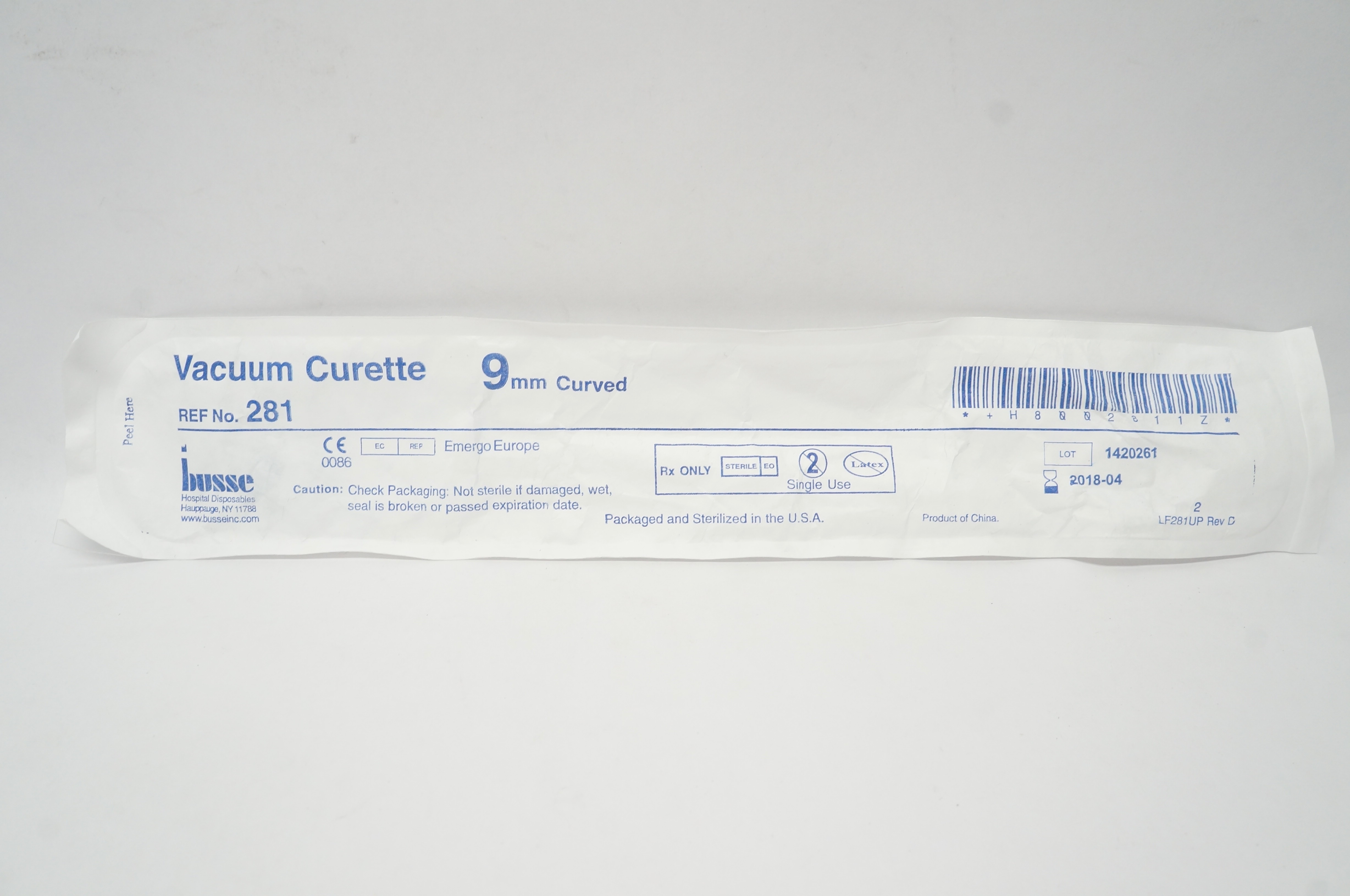 Busse 281 Vacuum Curette 9mm Curved (x)