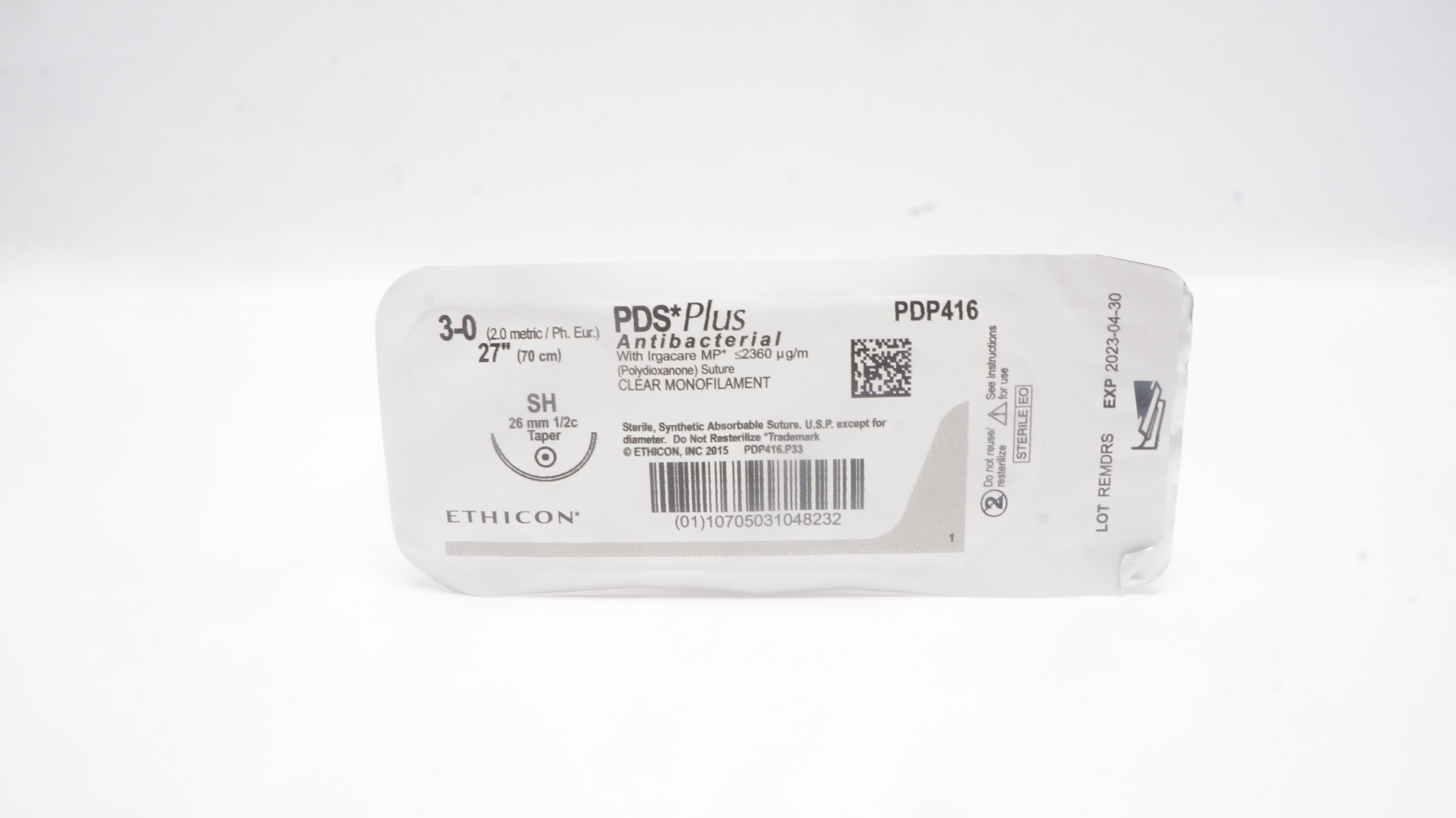 Ethicon PDP416 3-0 PDS Plus Stre 27inch SH 26mm 1/2c Taper, 27inch (x)