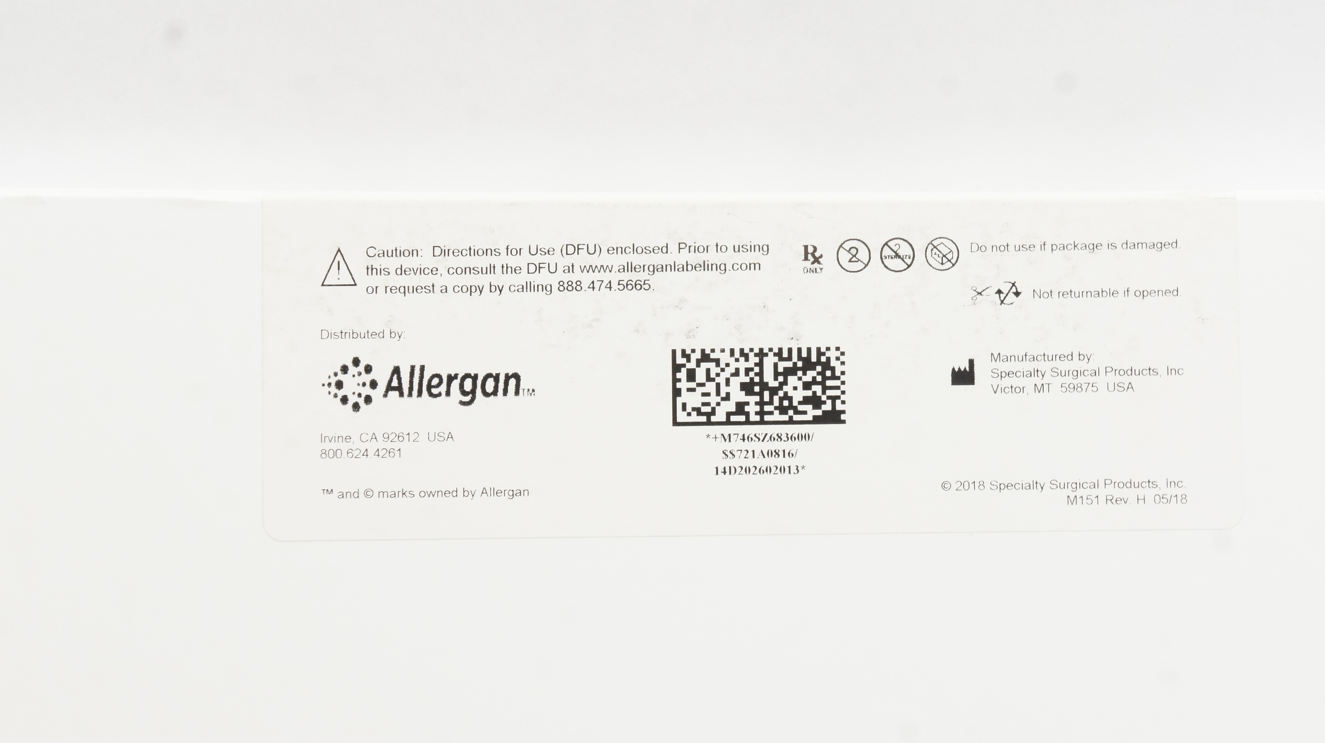 Allergan SZ68360 Natrelle Sterile Breast Implant Sizer 360cc x 12.7cm