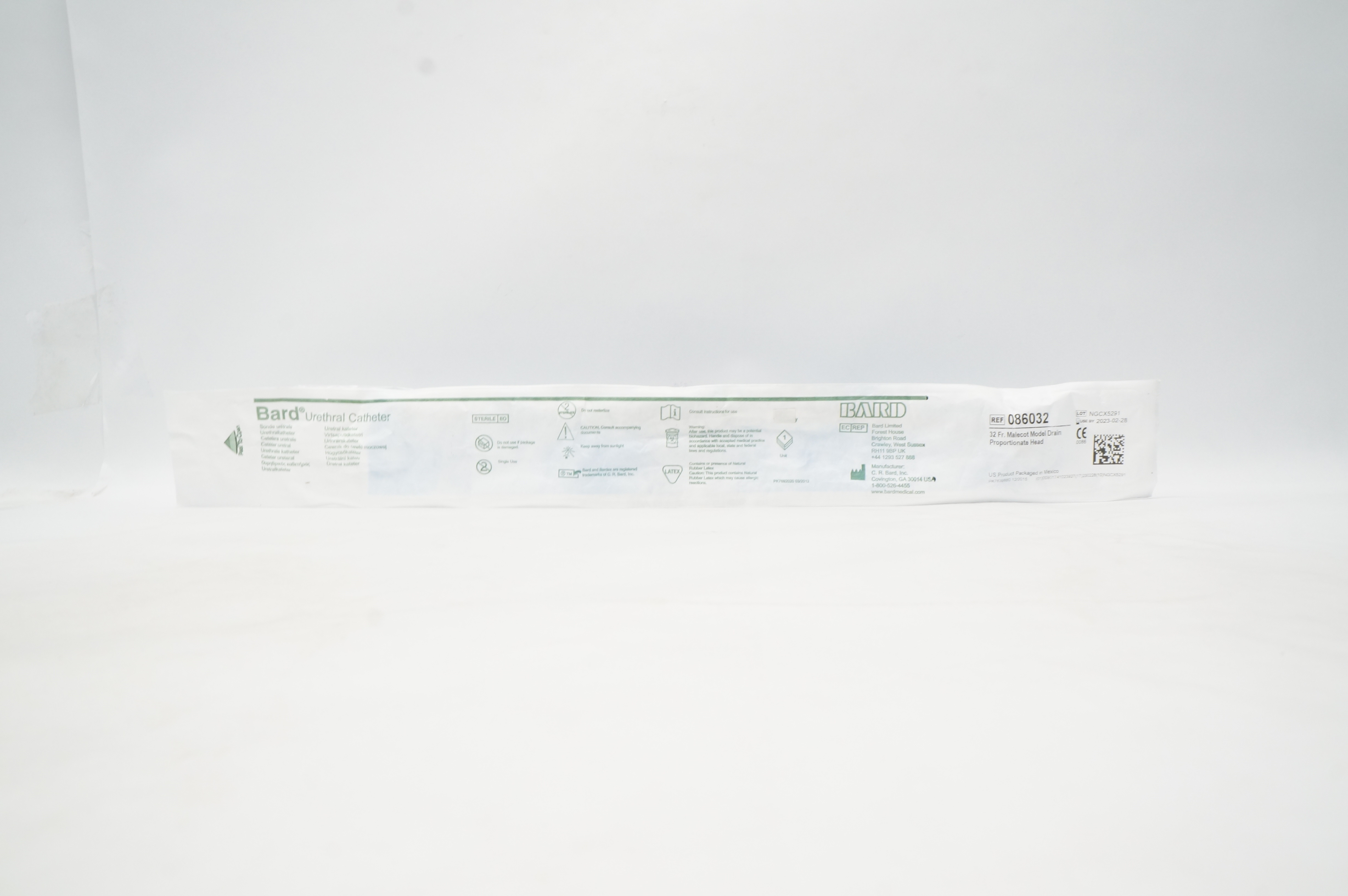 Bard 086032 Malecot Model Drain Proportionate Head 32Fr Urethral Cath.