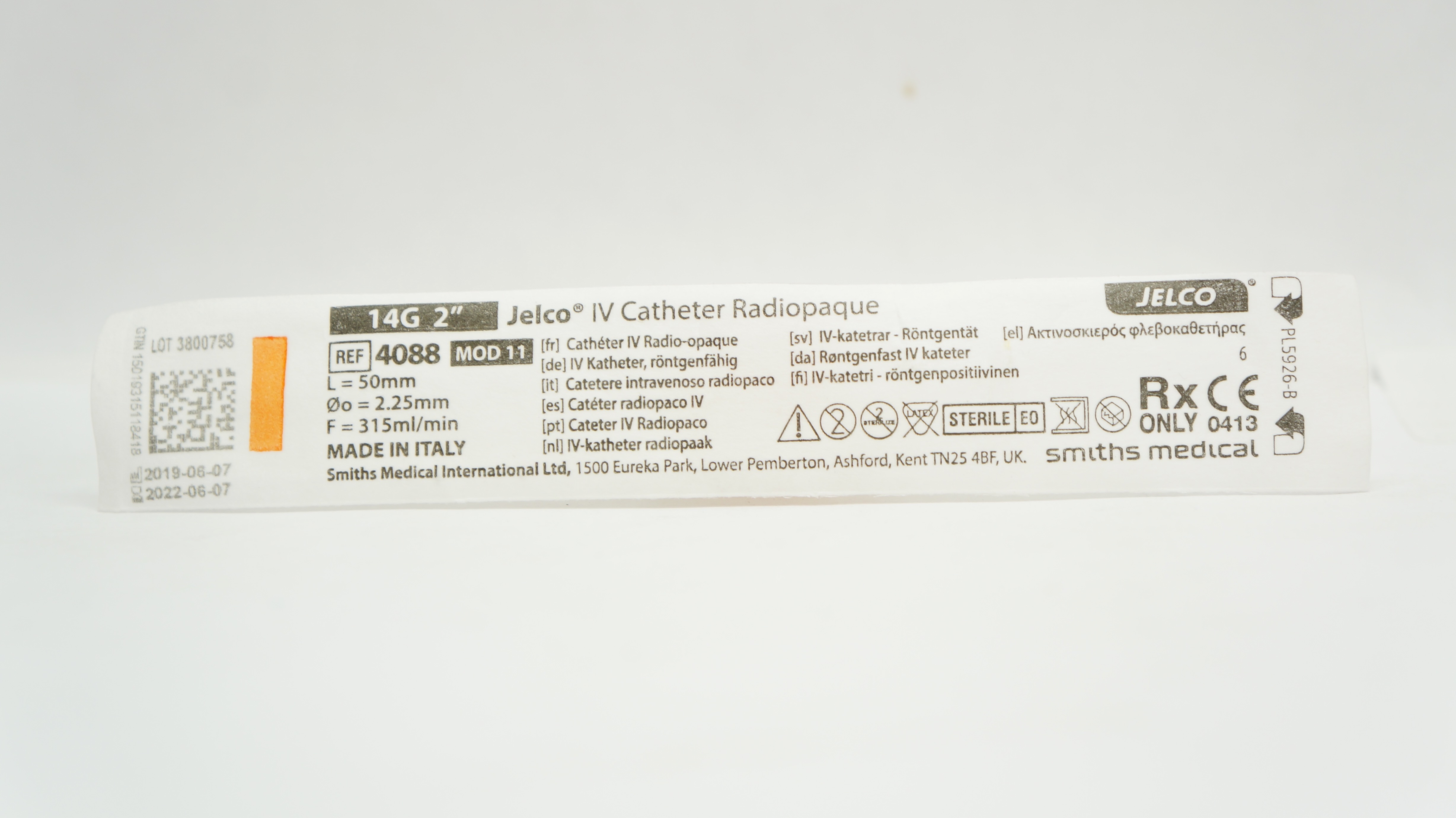 Smiths Medical 4088 Jelco I.V. Cath. Radiopaque 14G x 2inch (x)