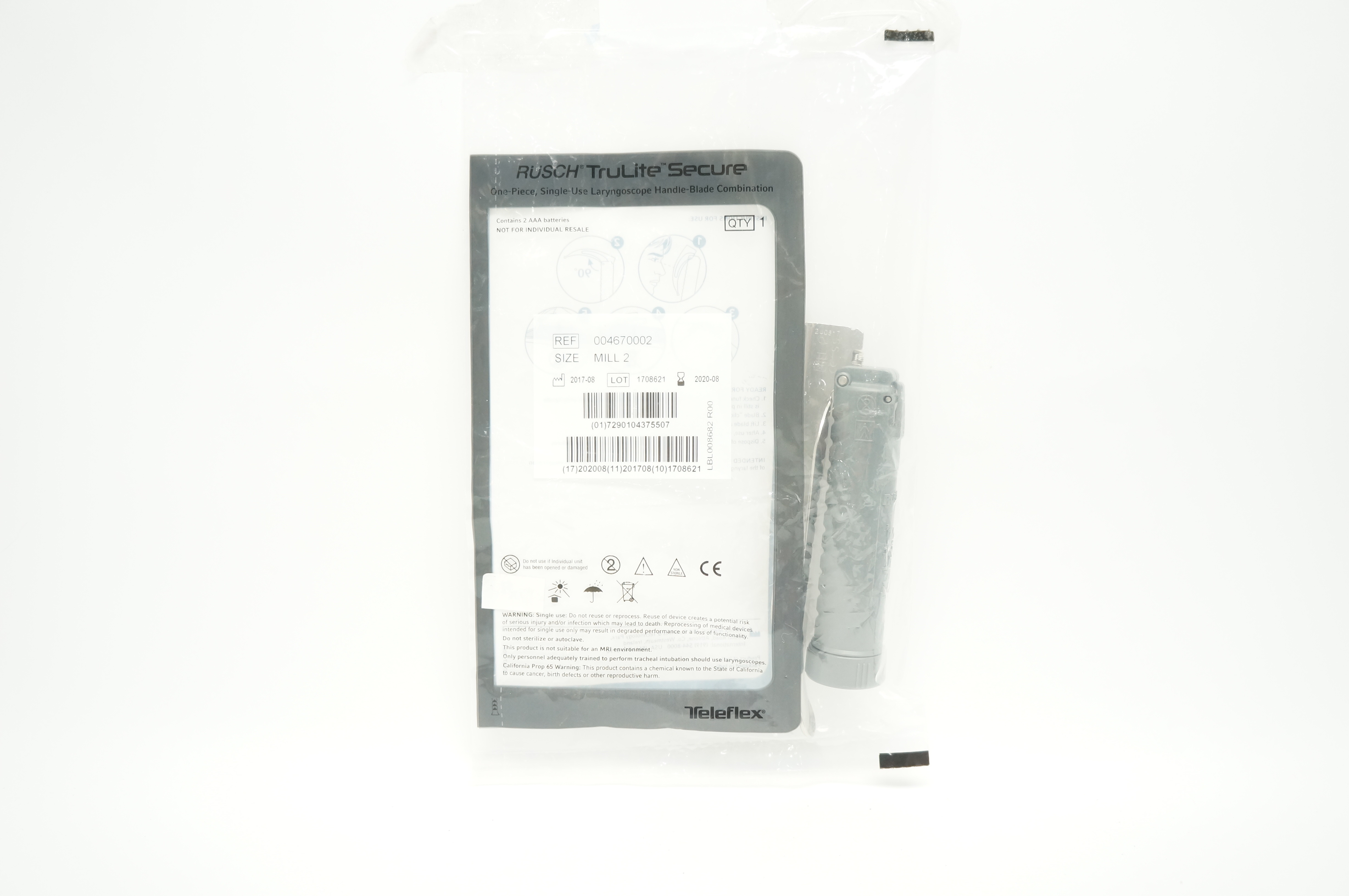 Teleflex 004670002 One-Piece Laryngoscope Handle-Blade Combination, Mill 2 (x)