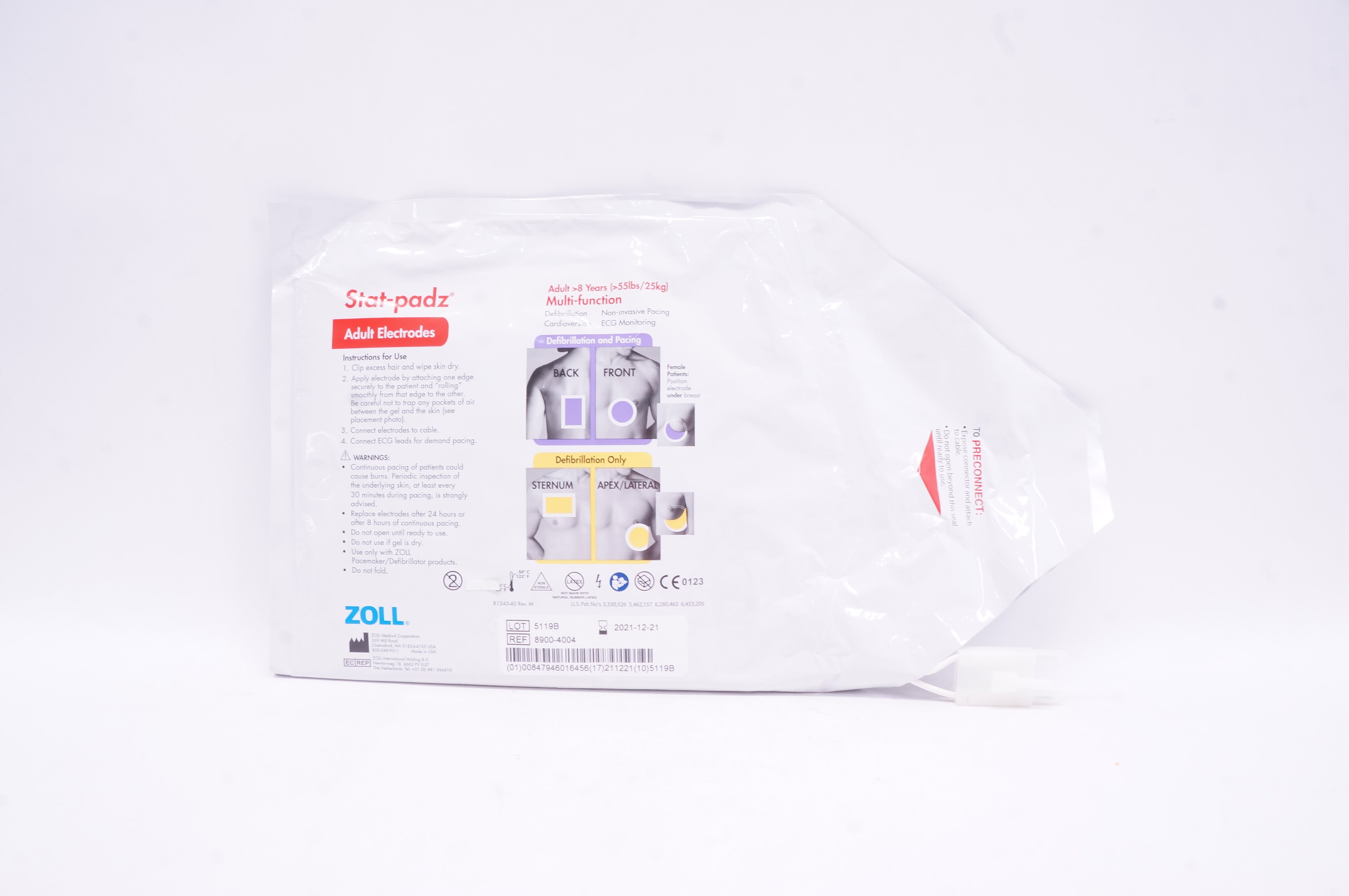 Zoll 8900-4004 Stat-padz Multi-Function Electrodes Adult >8 Years >55lbs (x)