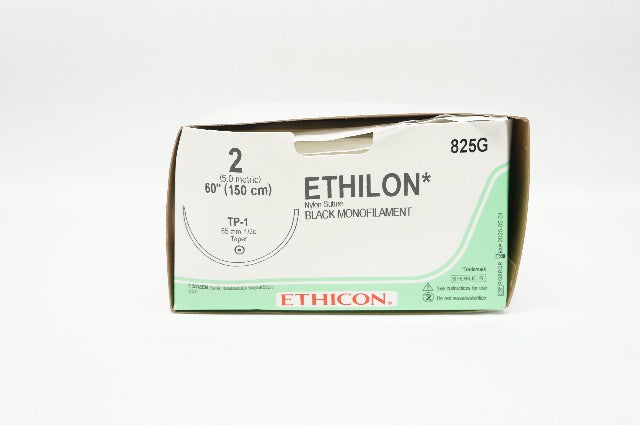 Ethicon 825G 2 ETHILON Nylon Stre TP-1 65mm 1/2c Taper, 60inch - Box of 12