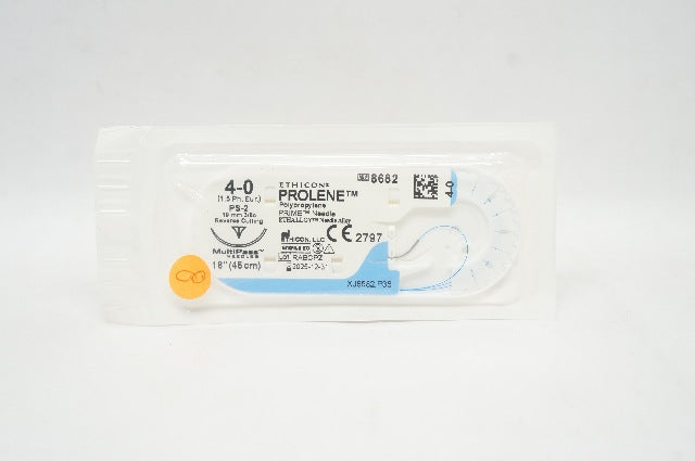 Ethicon 8682 4-0 PROLENE Polypropylene Stre PS-2 19mm 3/8c Reverse Cutting18inch