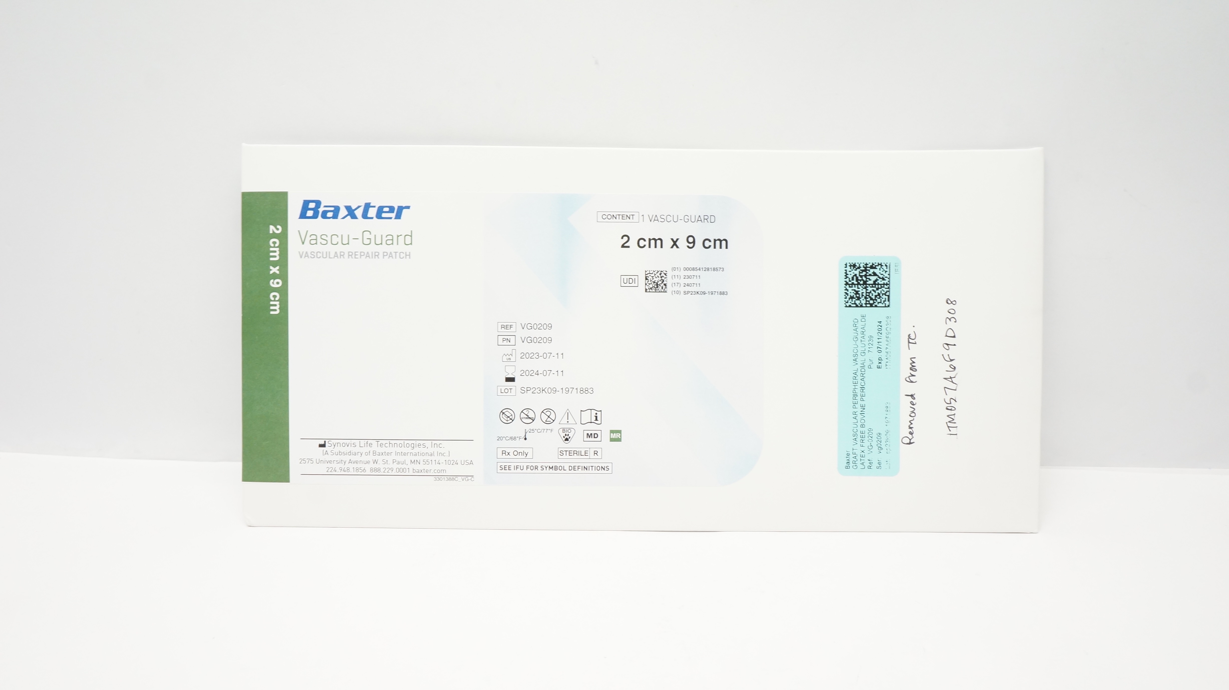 Synovis VG0209 baxter Vascu-Guard Vascular Repair Patch 2cm x 9cm (x)
