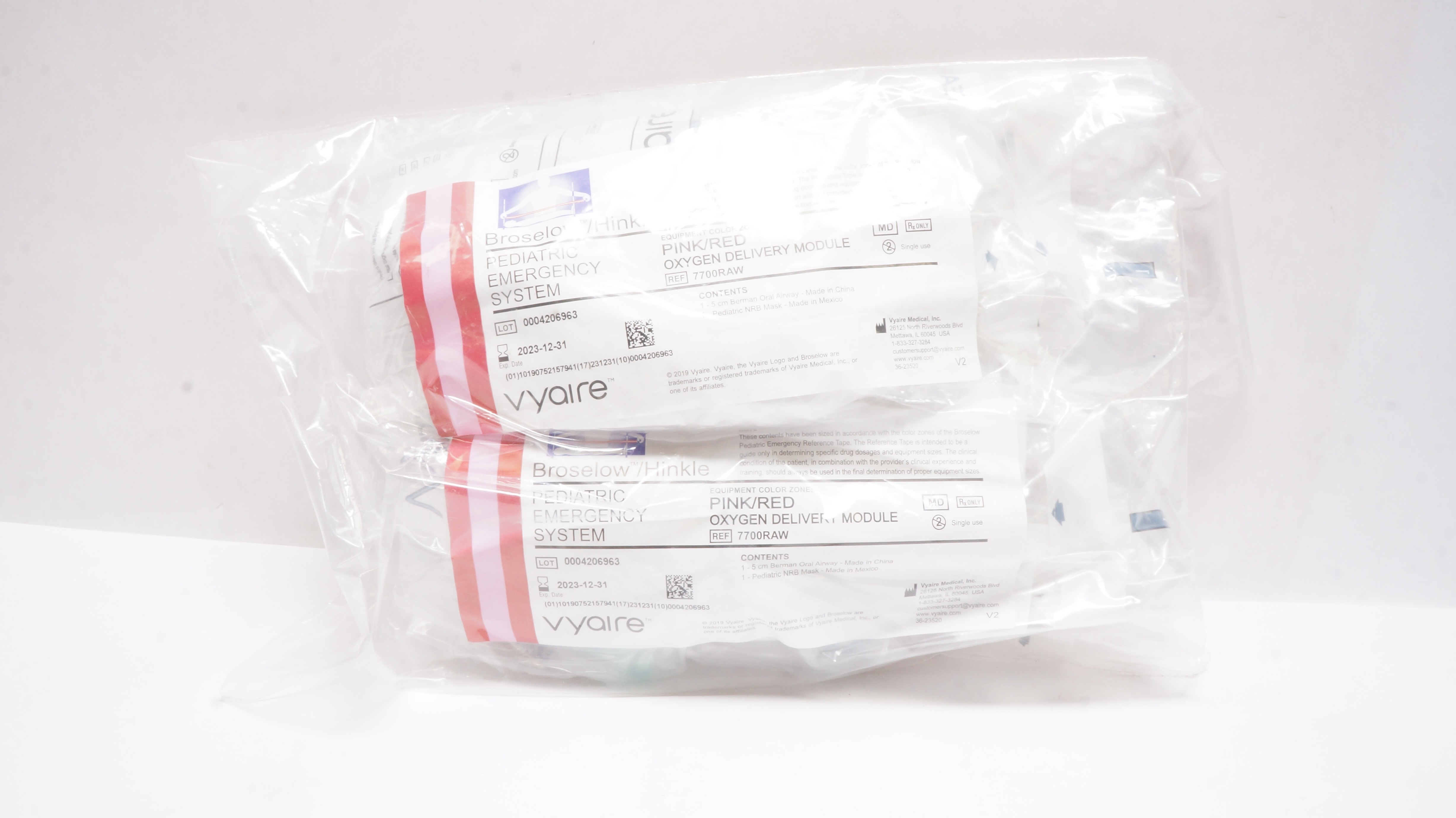 Vyaire 7700RAW Broselow/Hinkle Pediatric Oxygen Delivery Module Pink/Red