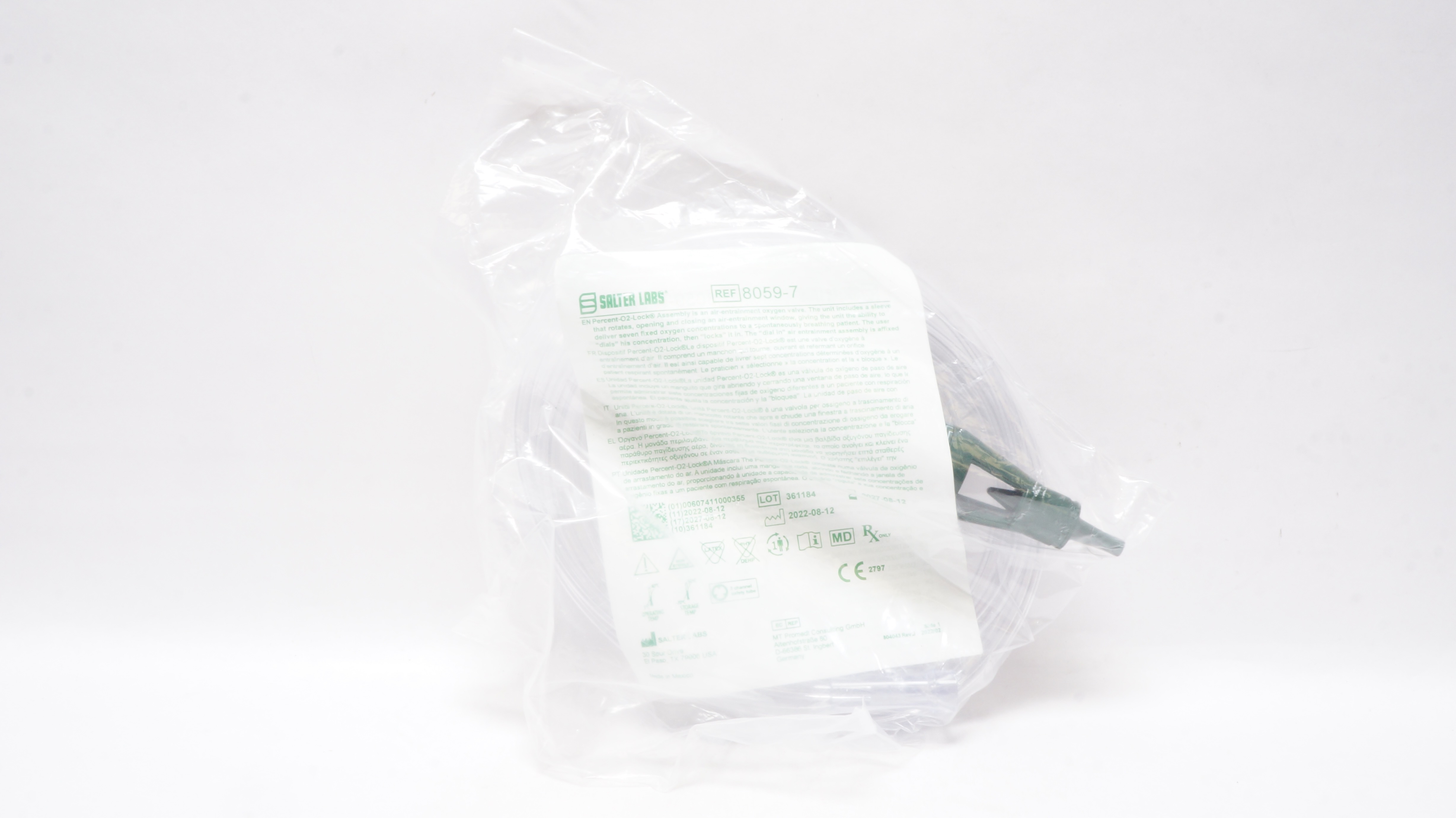 O2 Lock Mask 8050 Salter Labs 8059-7 Percent-O2-Lock Air-Entrainment Oxygen Valve
