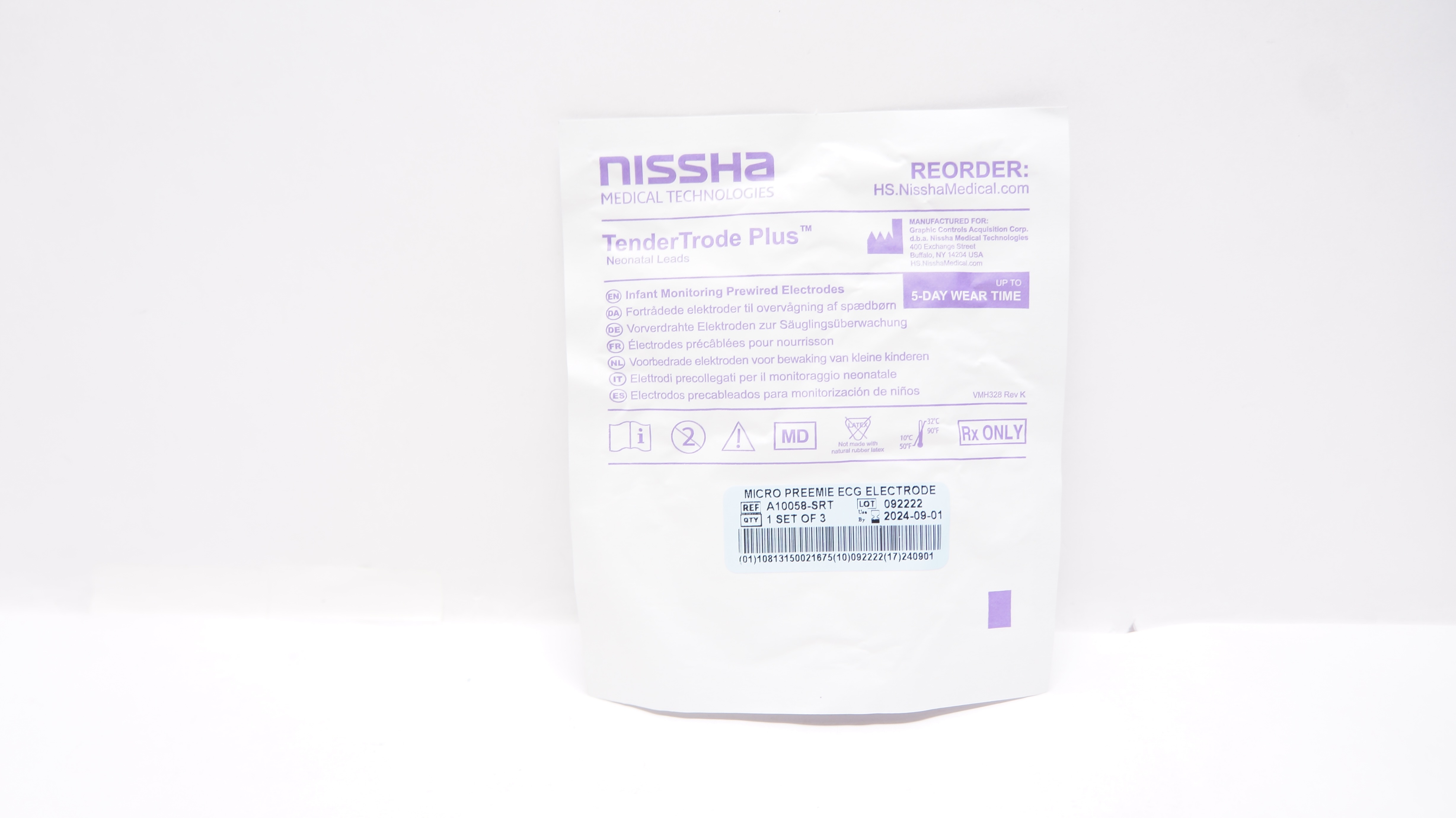 Nissha A10058-SRT TenderTrode Plus Infant Monitoring Prewired Electrode-Set of 3