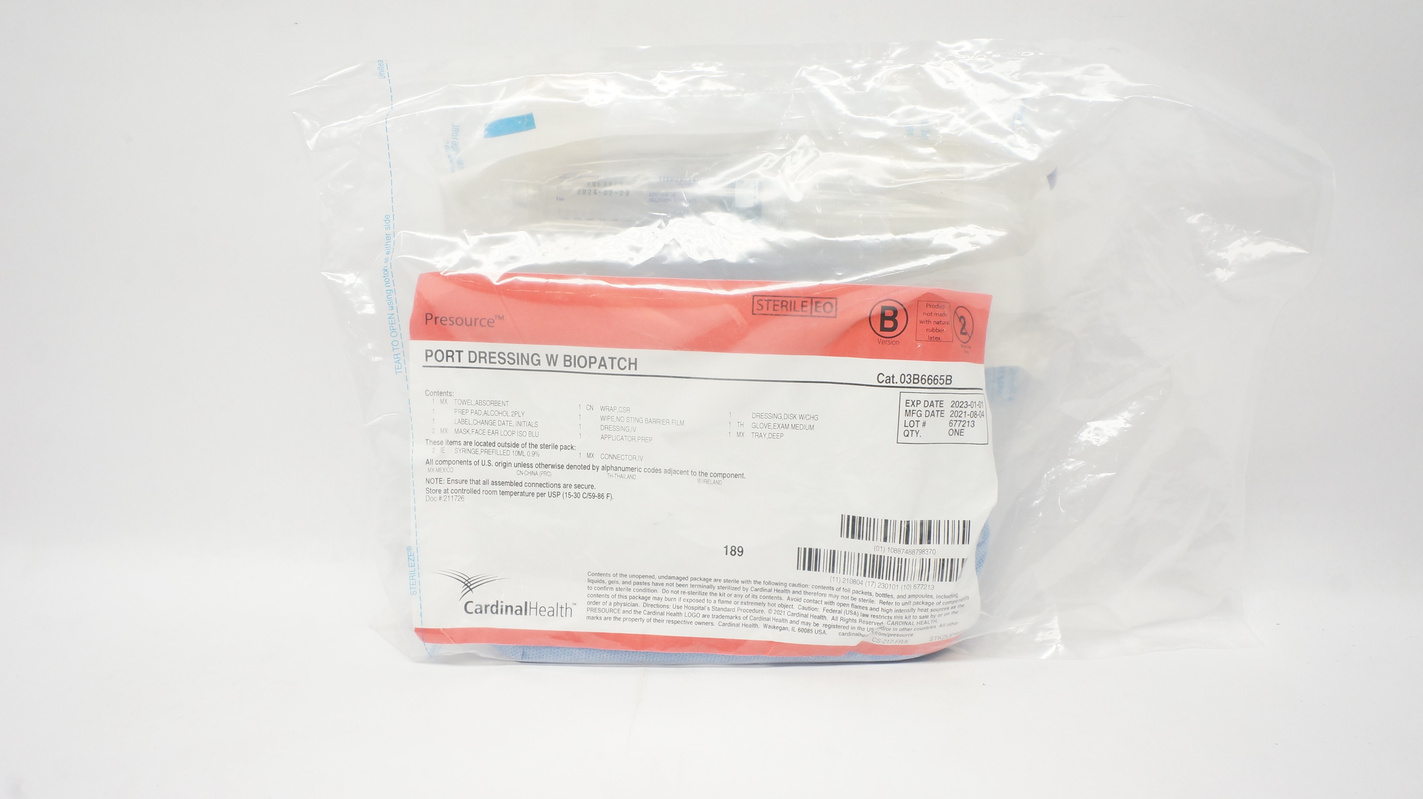 Cardinal Health 03B6665B Presource Port Dressing with Biopatch