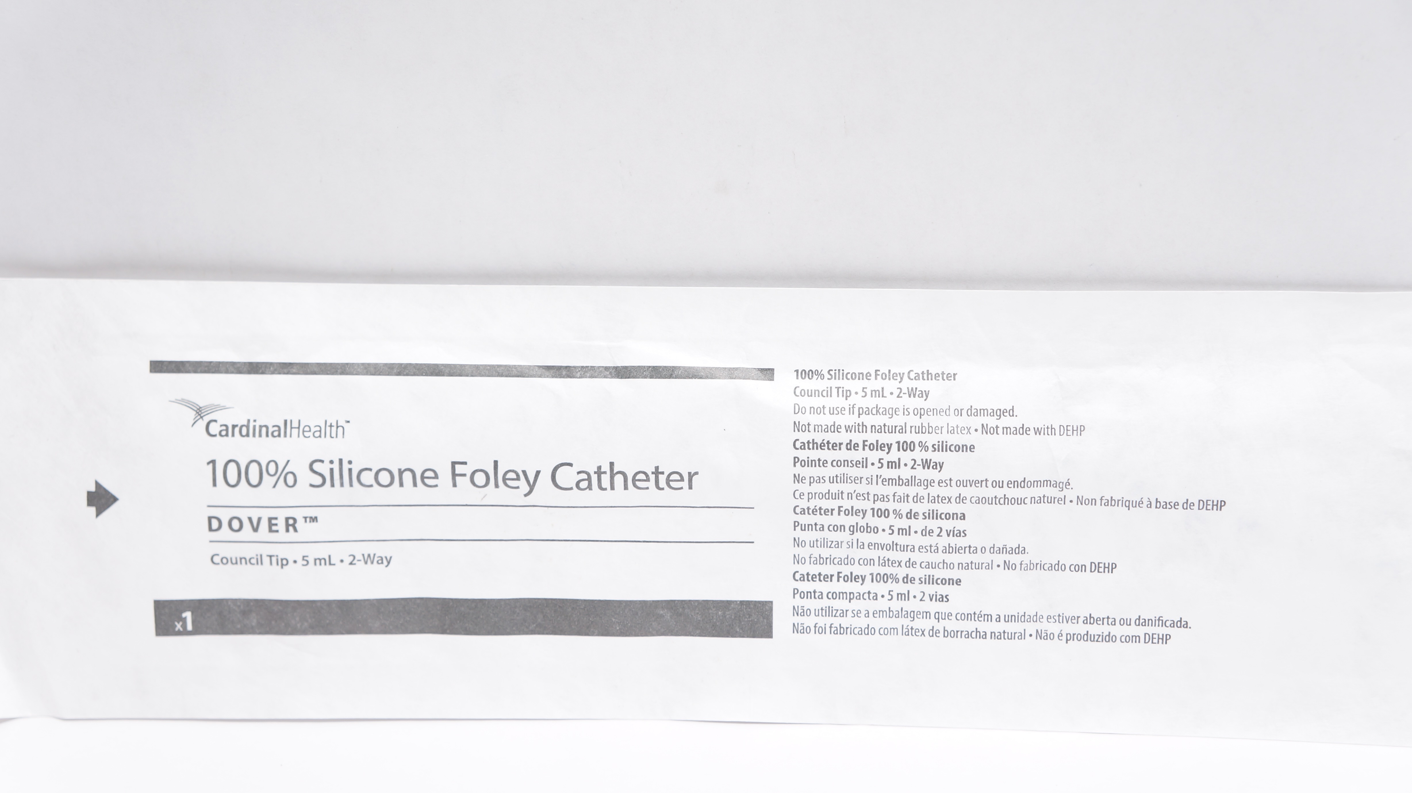Cardinal Health 40518L Dover Foley Cath. Council Tip, 5ml 2-Way 18Fr/Ch