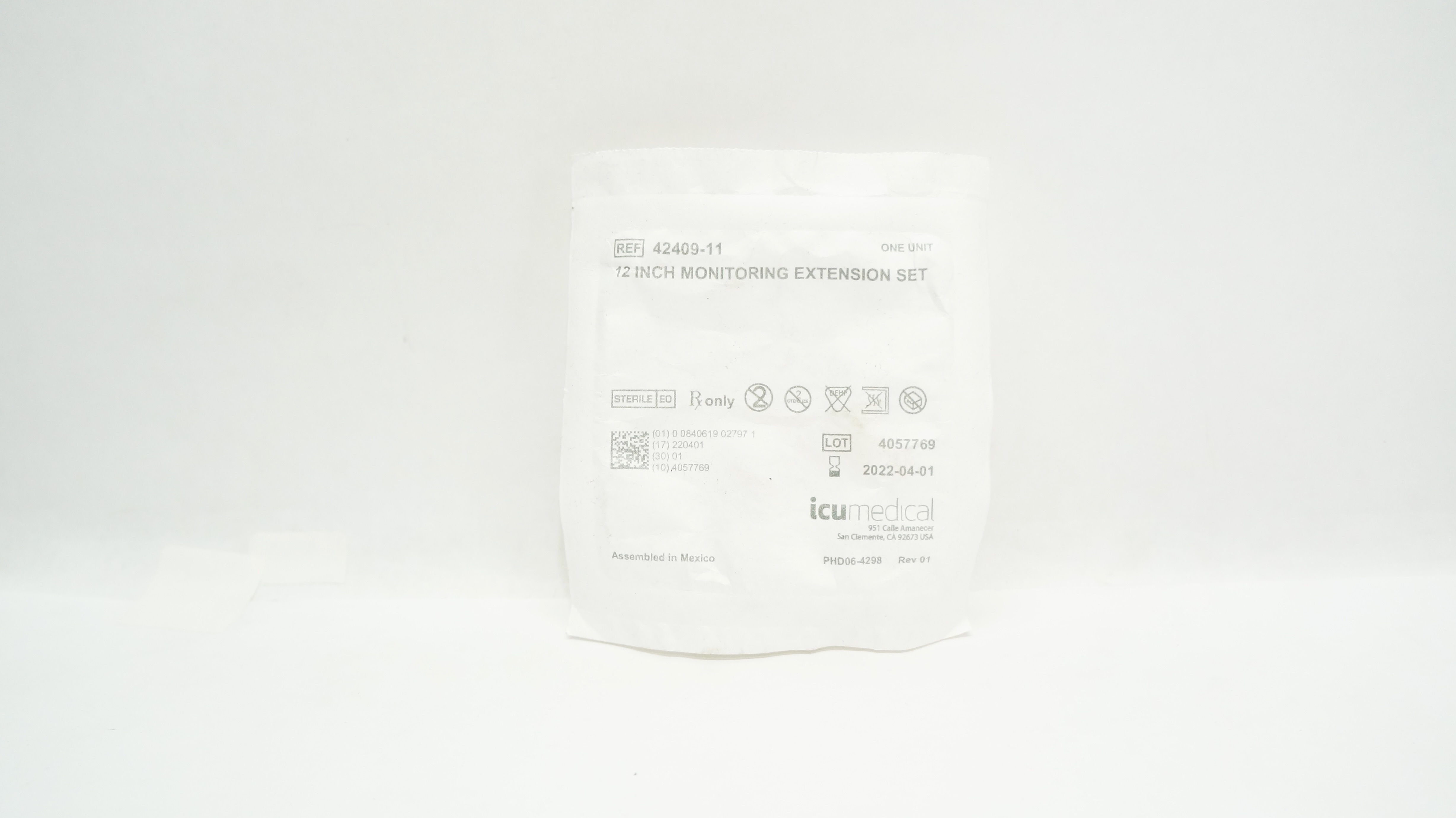 ICU Medical 42409-11 Monitoring Extension Set, 12inch (x)
