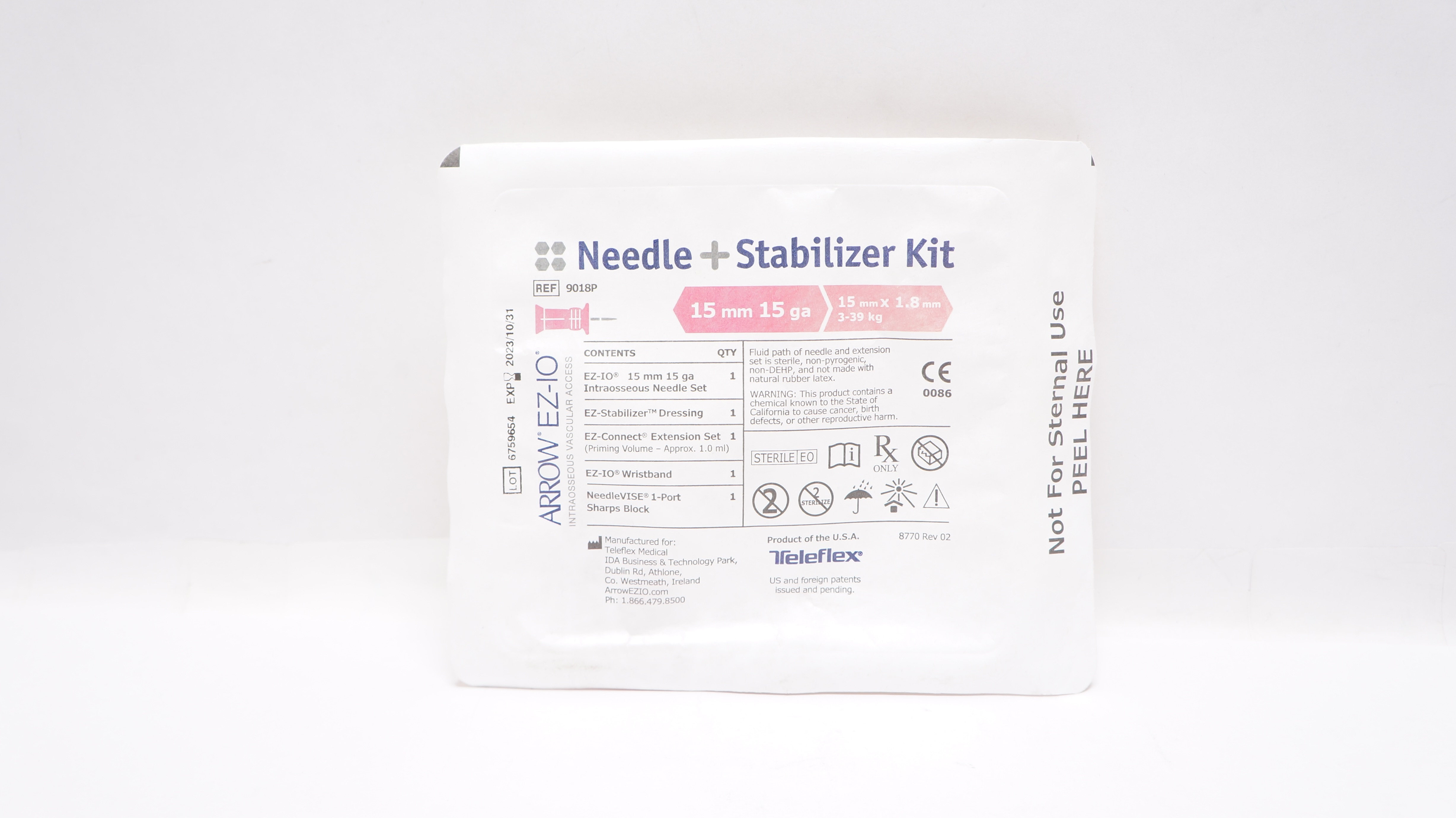 Teleflex 9018P Arrow EZ-IO Ndle + Stabilizer Kit 15mm x 15Ga, 3-39kg (x)