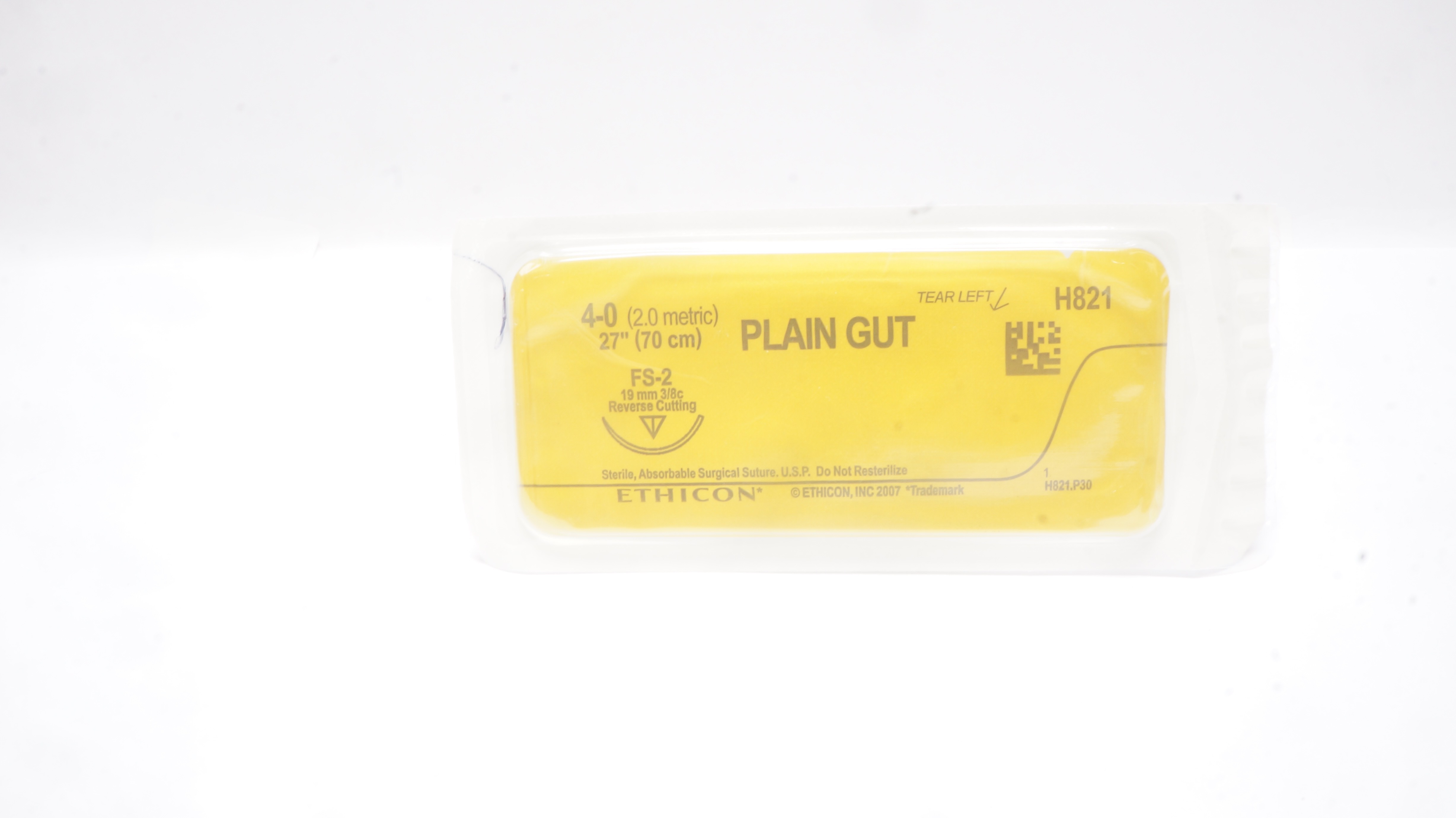Ethicon H821 4-0 PLAIN GUT Surgical Stre FS-2 19mm 3/8c ReverseCutting 27In
