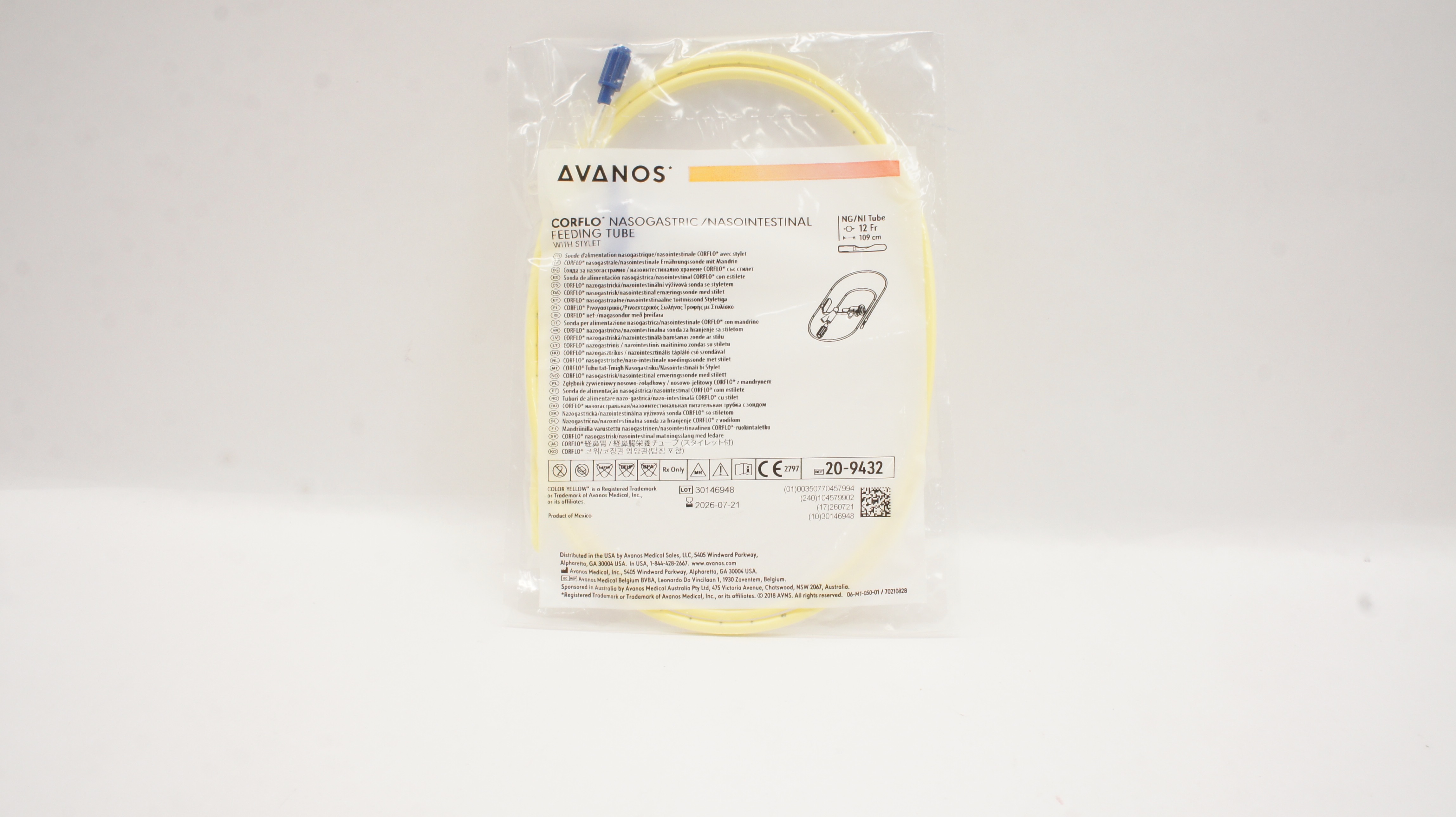 Avanos 209432 Corflo Nasogastric /Nasointenstinal Feeding Tube W