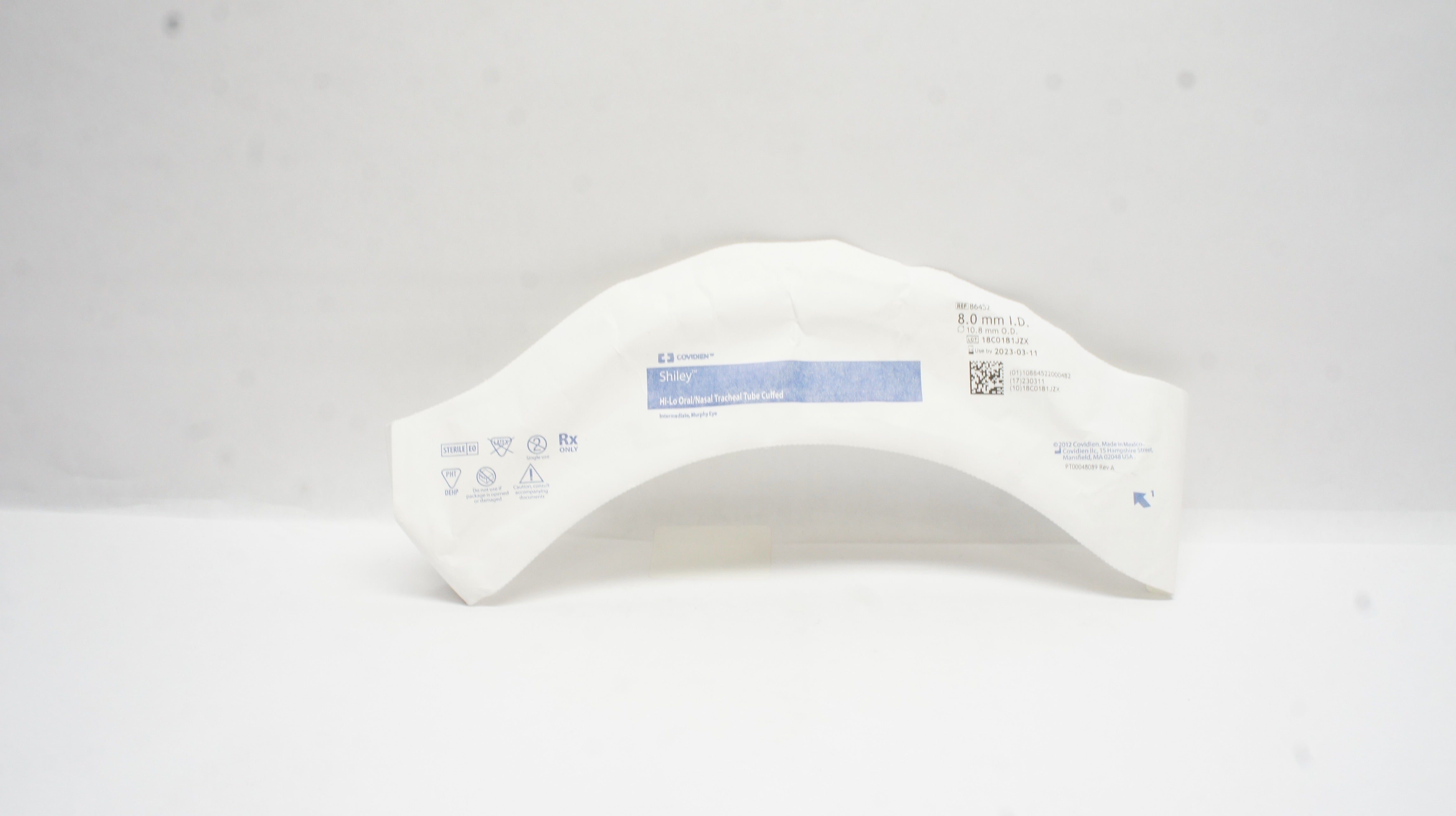Covidien 86452 Shiley Hi-Lo Oral/Nasal Tracheal Tube Cuffed 8.0ID x 10.8mm OD(x)