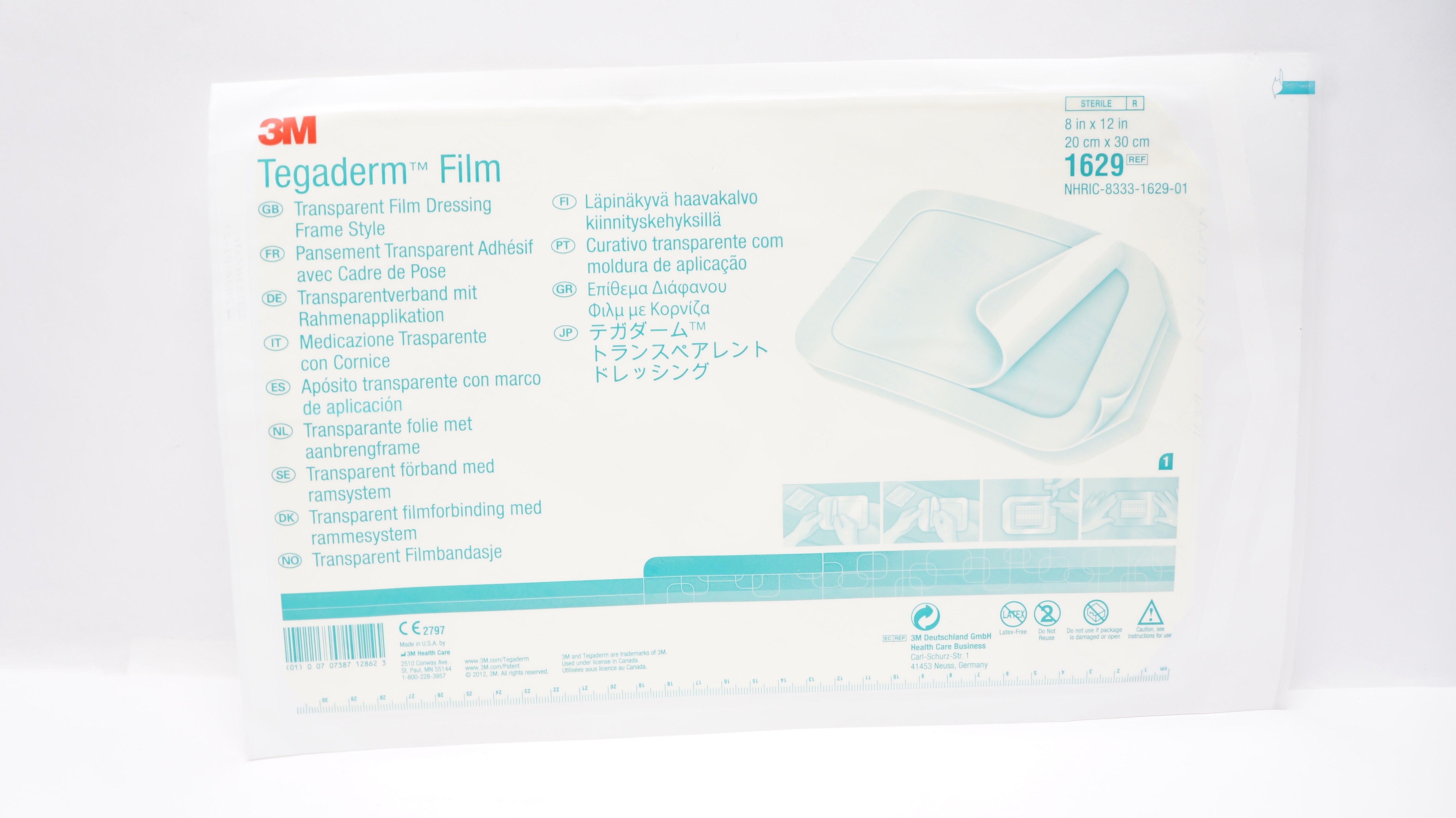 3M 1629 Tegaderm Transparent Film Dressing Frame Style 8inch x 12inch