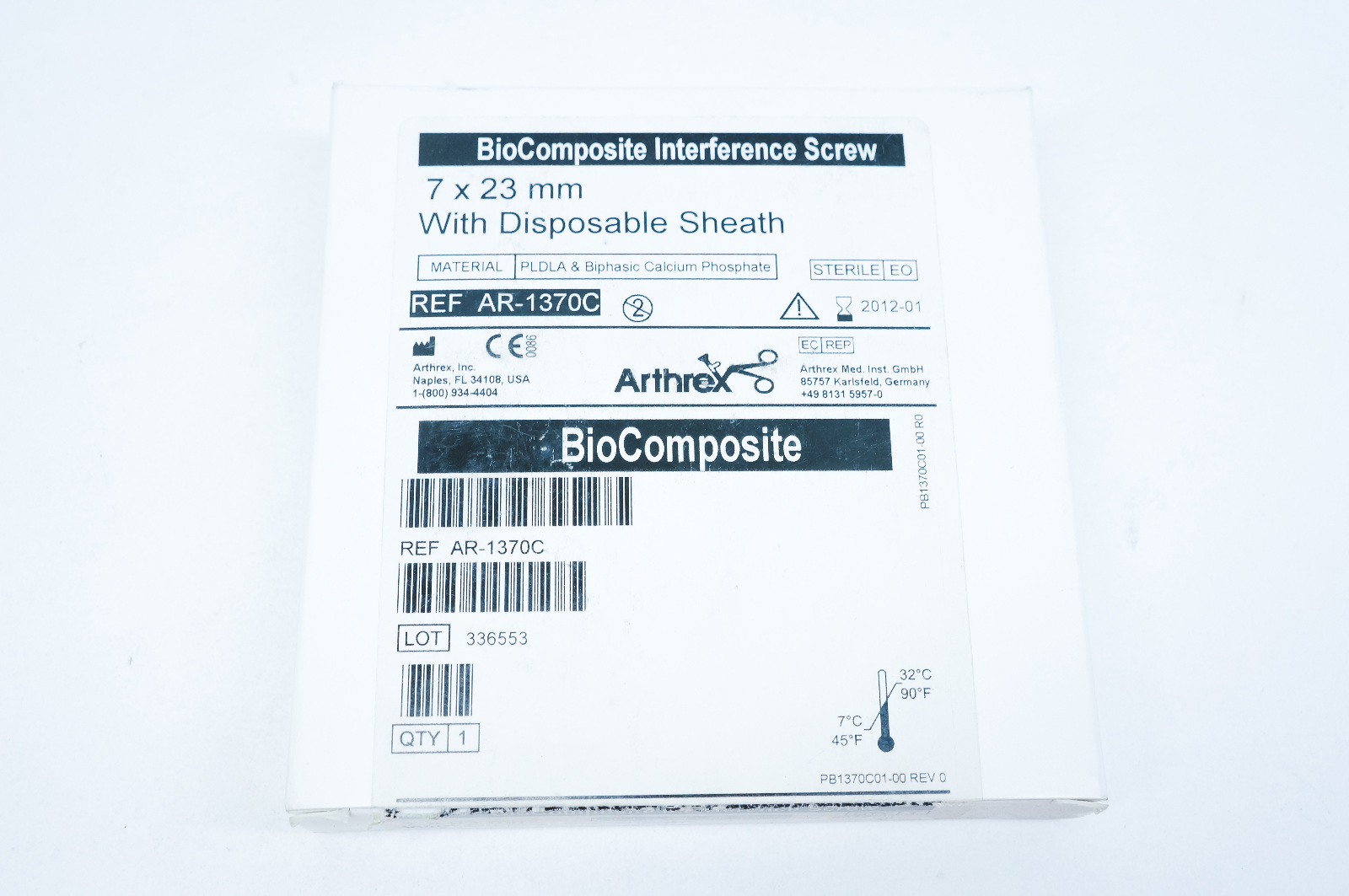 Arthrex AR-1370C BioComposite Interference Screw 7 x 23mm (x)