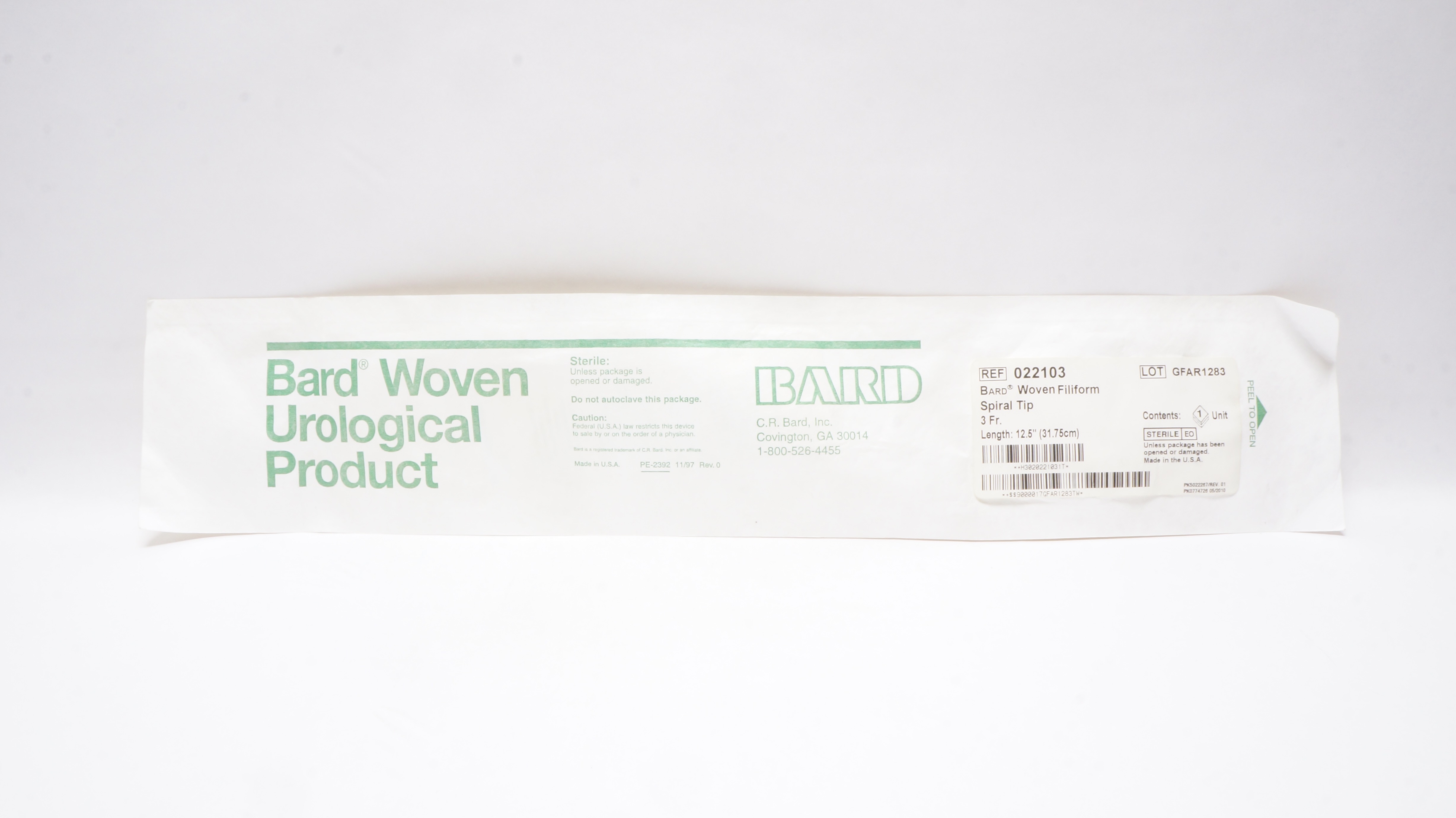 Bard 022103 Woven Filiform Spiral Tip 3Fr x 12.5inch