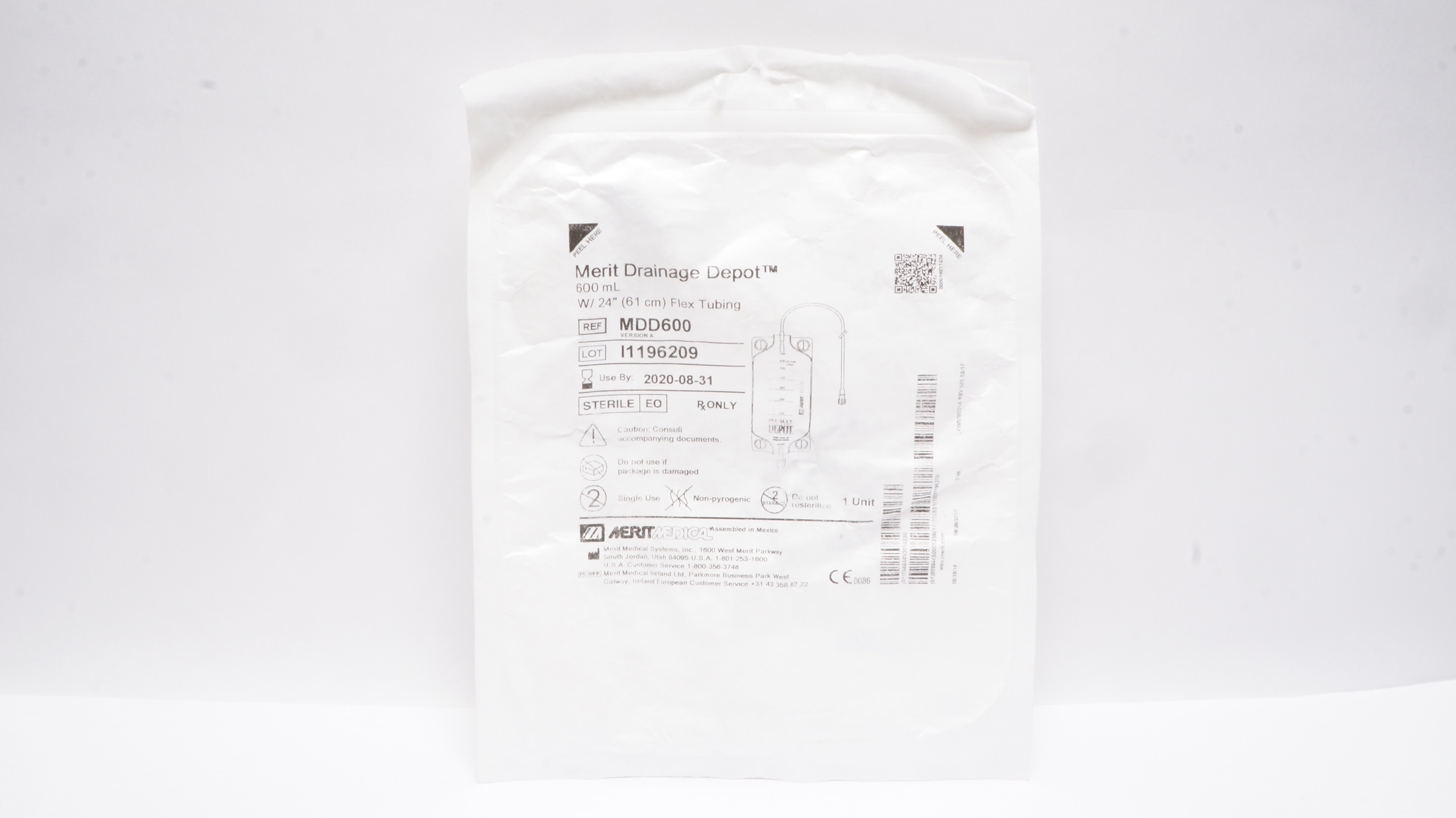 Merit Medical MDD600 Drainage Depot 600mL with 24inch Flex Tubing (x)