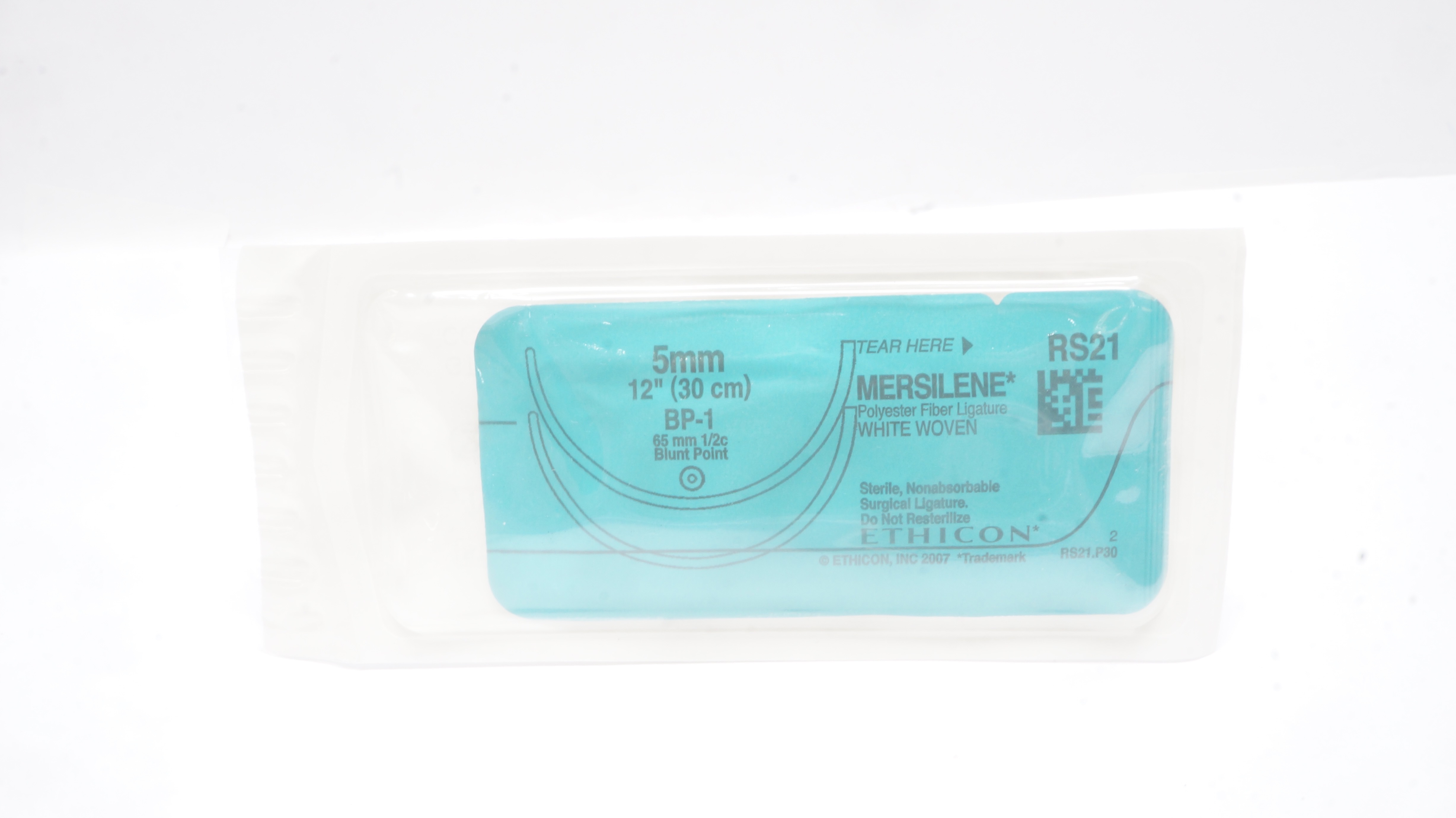 Ethicon RS21 5mm MERSILENE, White Woven, BP-1 Blunt Point 65mm 1/2c, 12inch (x)
