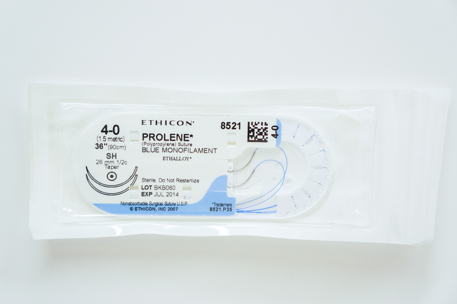 Ethicon 8521 4-0 PROLENE, SH, 26mm 1/2c Taper, 36inch (x)