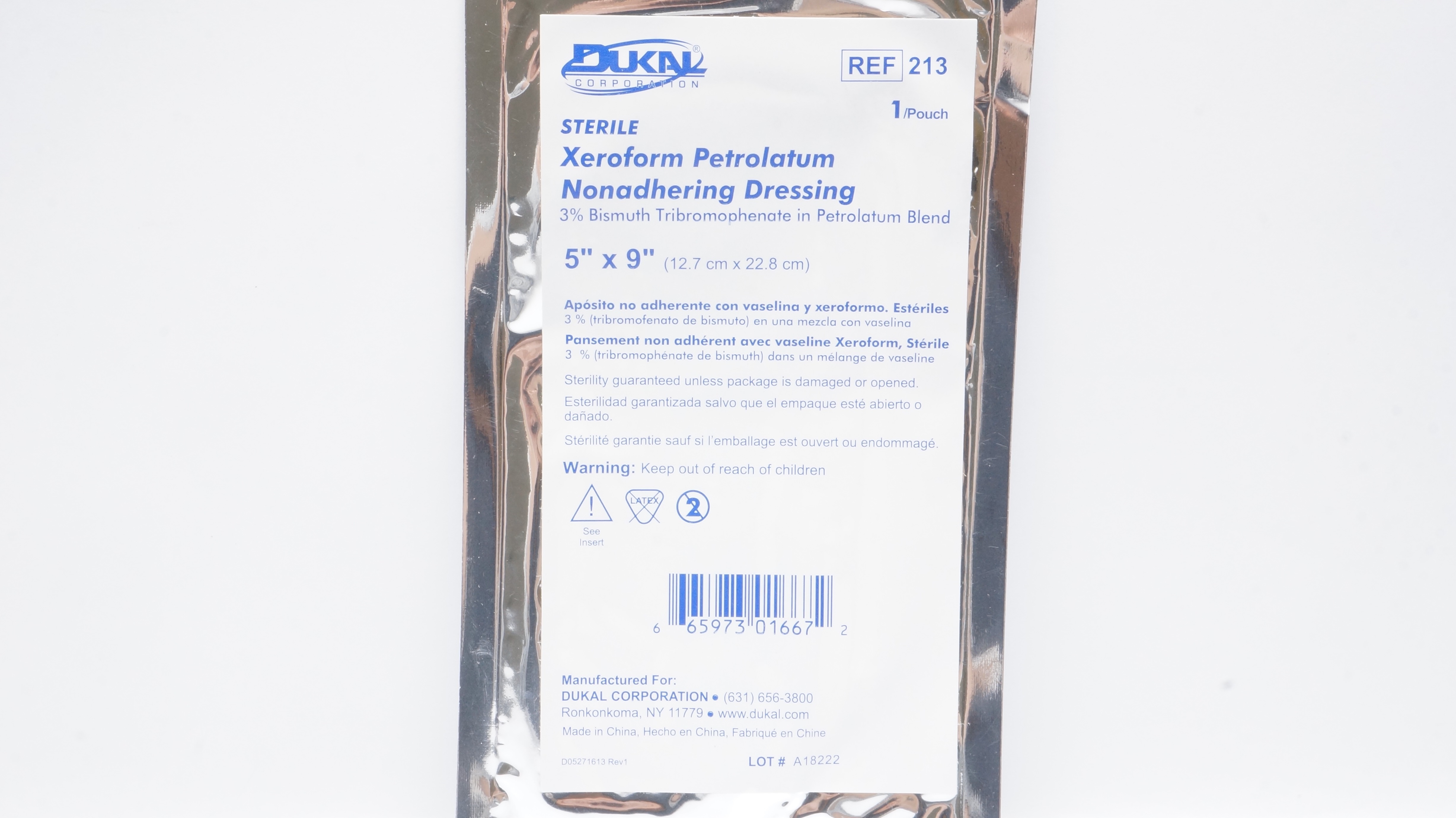 Dukal 213 Xeroform Petrolatum Nonadhering Dressing 5inch x 9inch