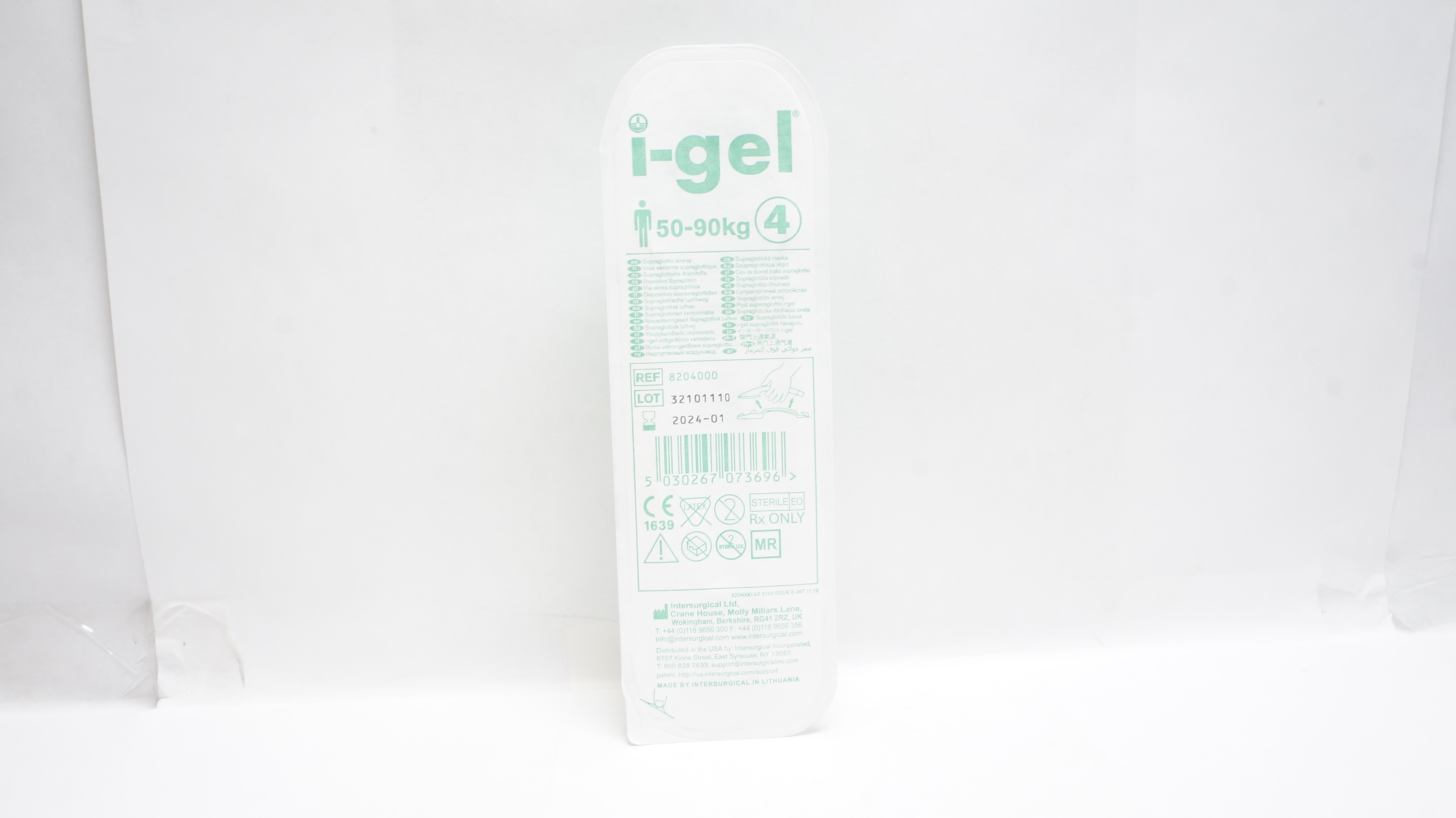 Intersurgical 8204000 I-Gel Supraglottic Airway 50 - 90kg, Size 4 (x)