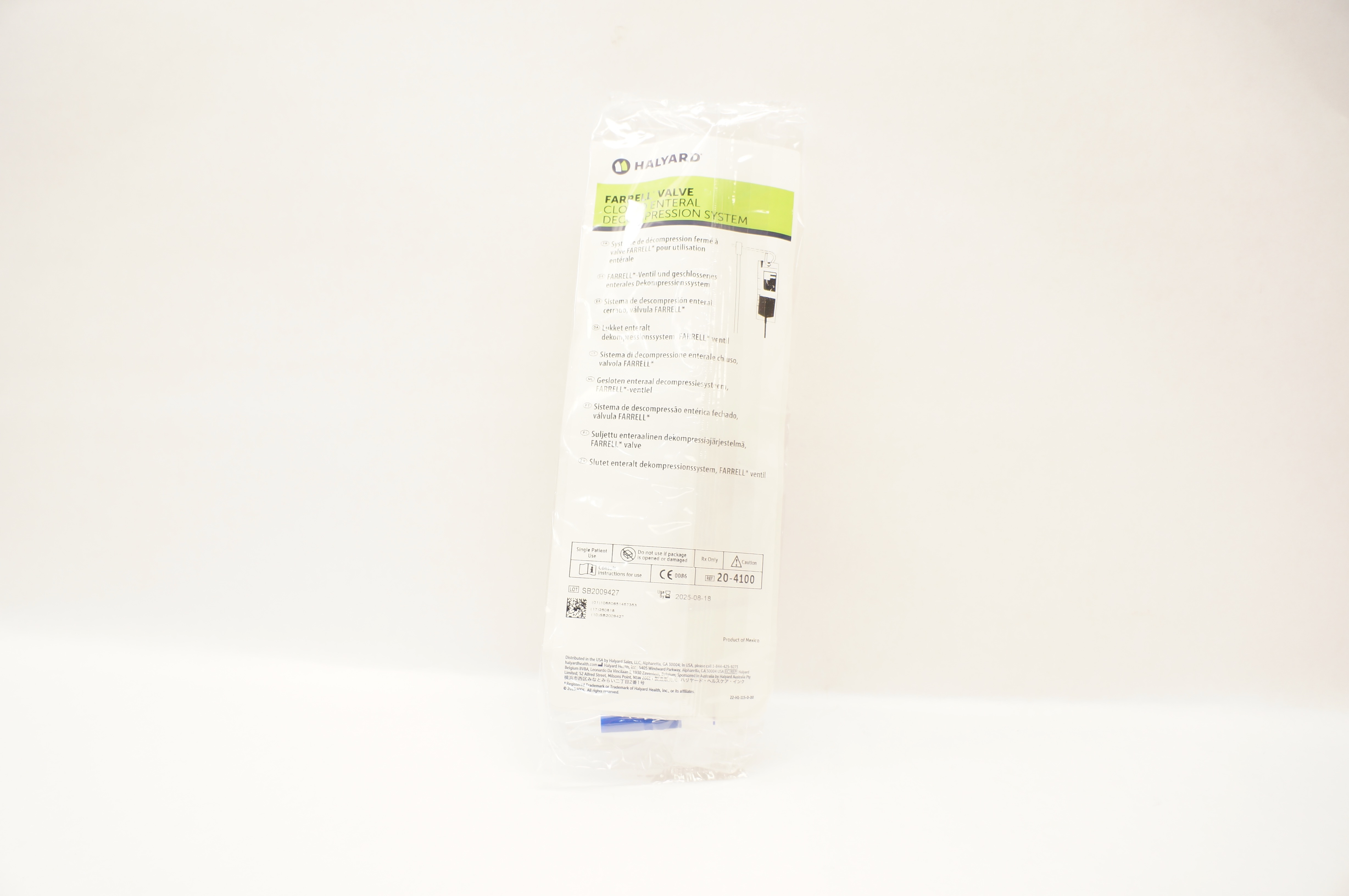 Halyard 20-4100 Farrell Valve Closed Enteral Gastric Decompression System