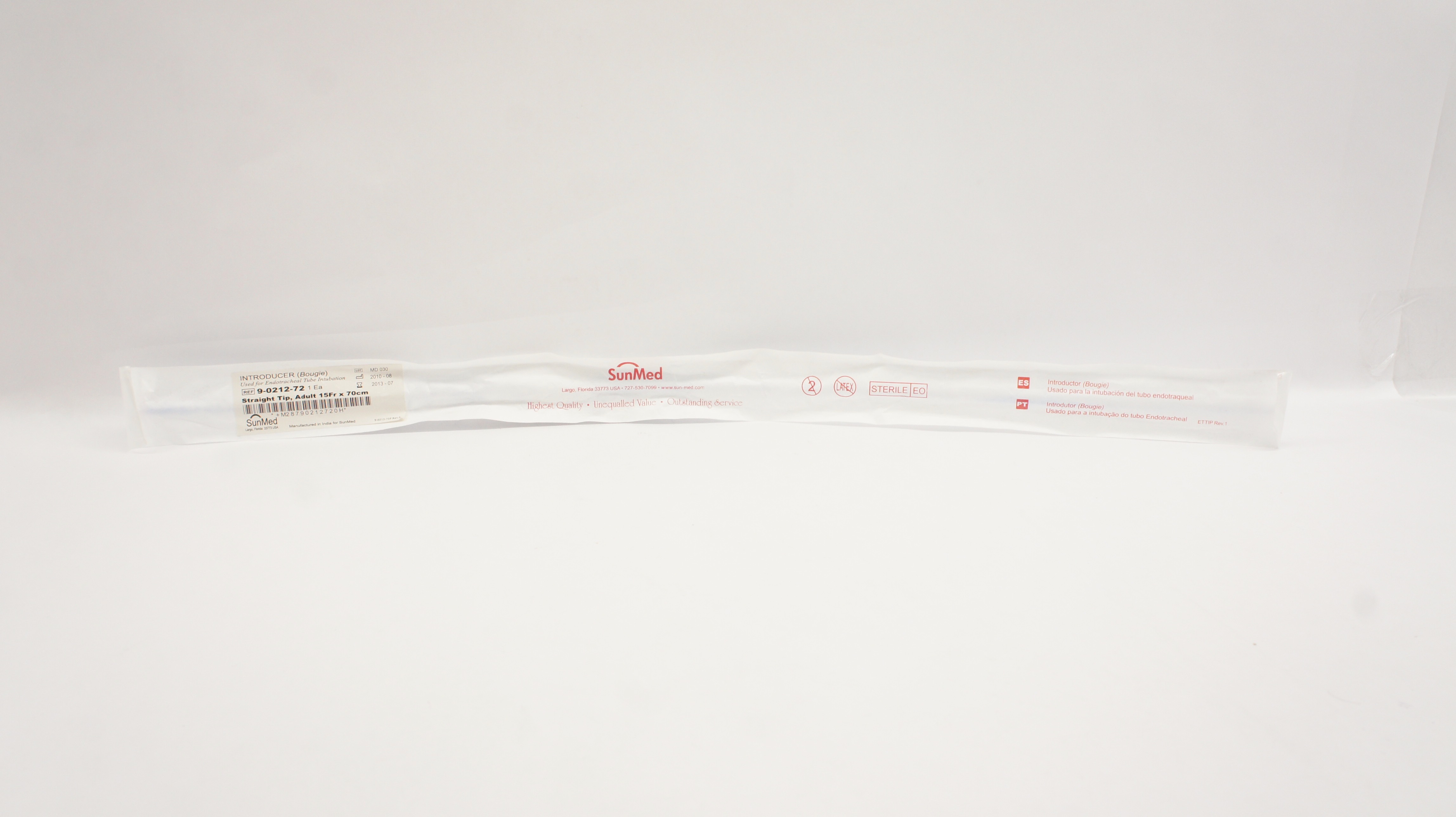 SunMed 9-0212-72 Bougie Endotracheal Tube Introducer Straight 15Fr. x 70cm (x)