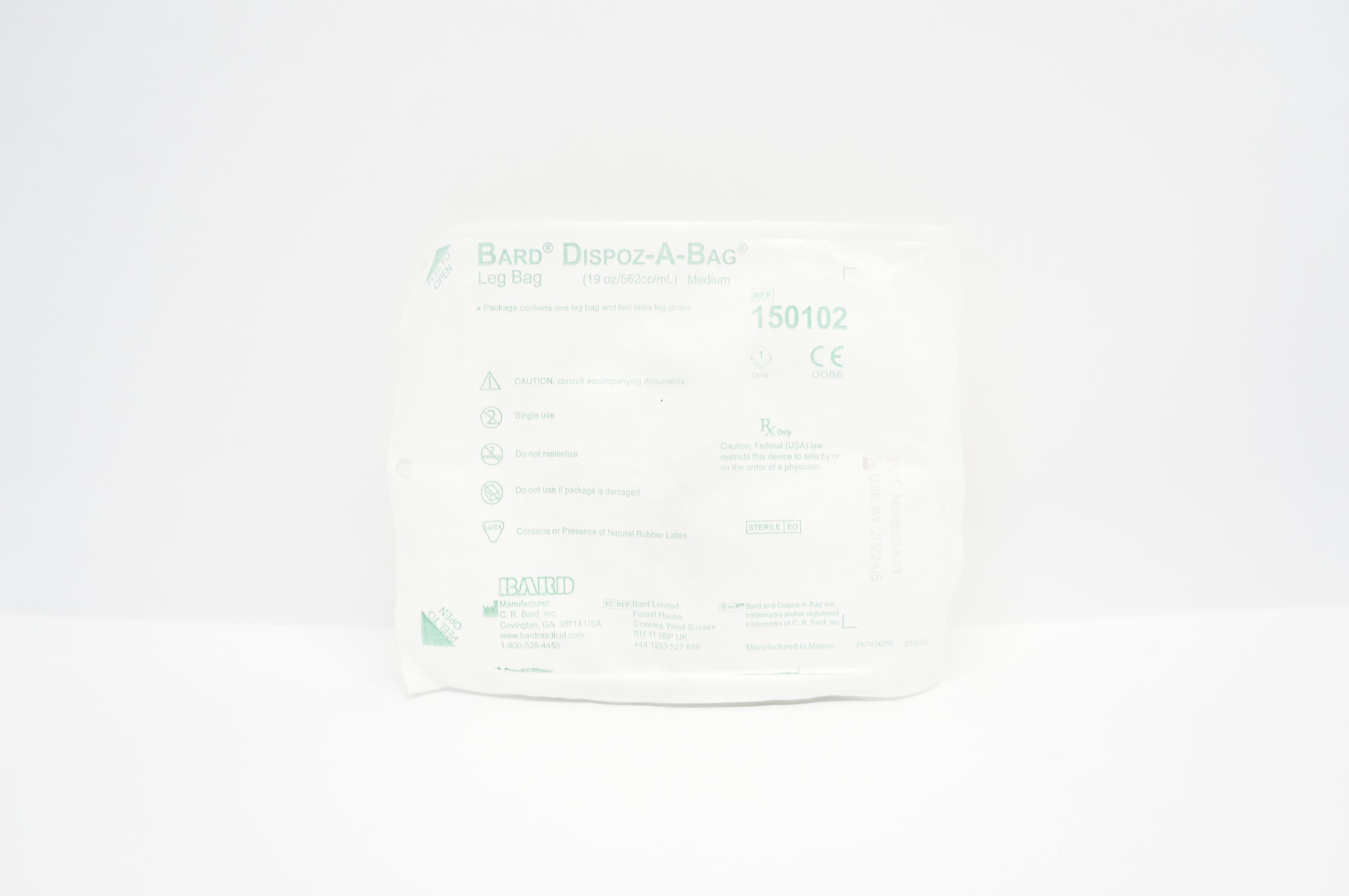 Bard 150102 Dispoz-A-Bag Leg Bag 19oz/562cc/mL, Medium (x)