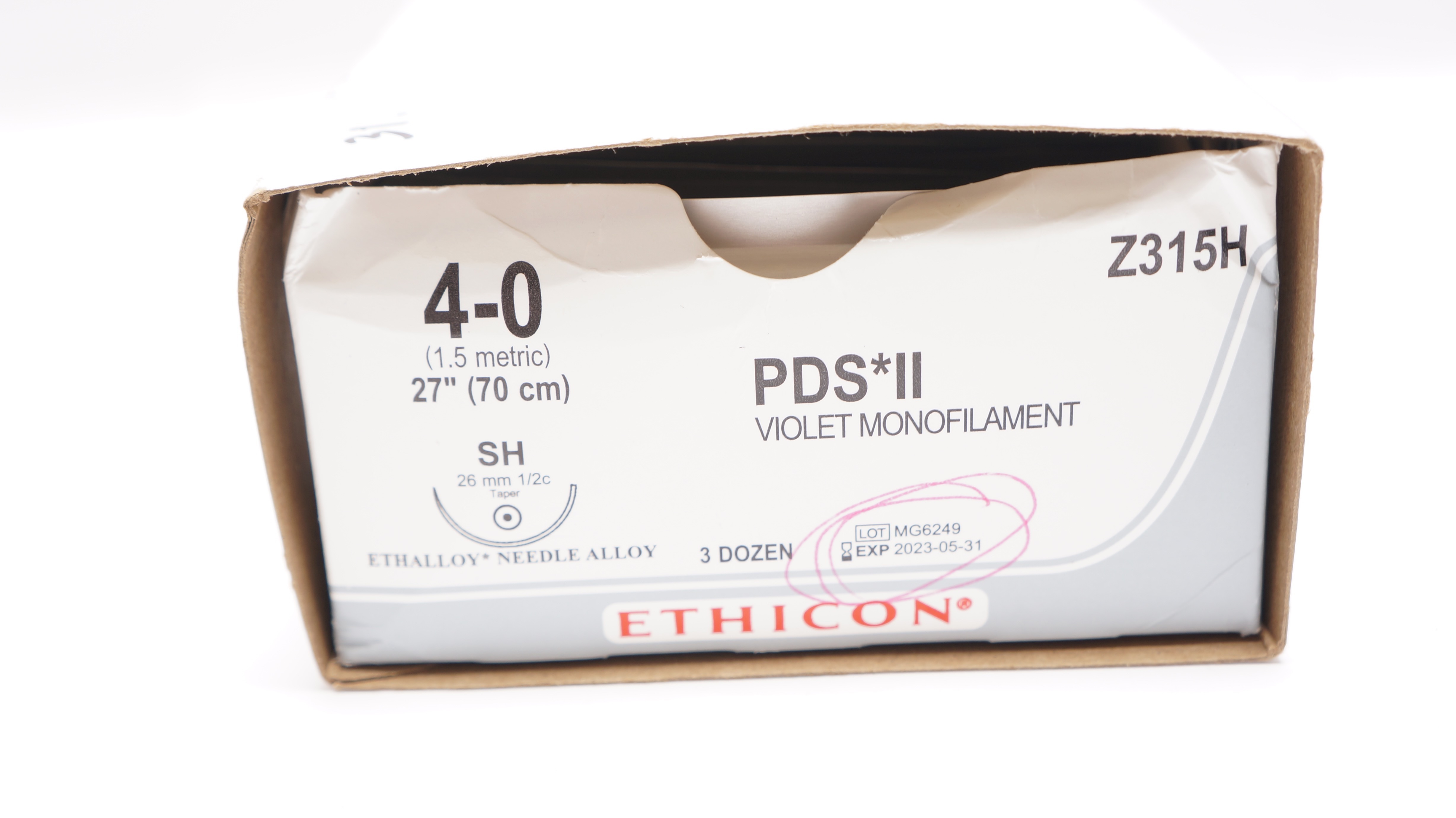 Ethicon Z315H 4-0 PDS II Stre SH 26mm 1/2c Taper, 27inch (x) - Box of 31
