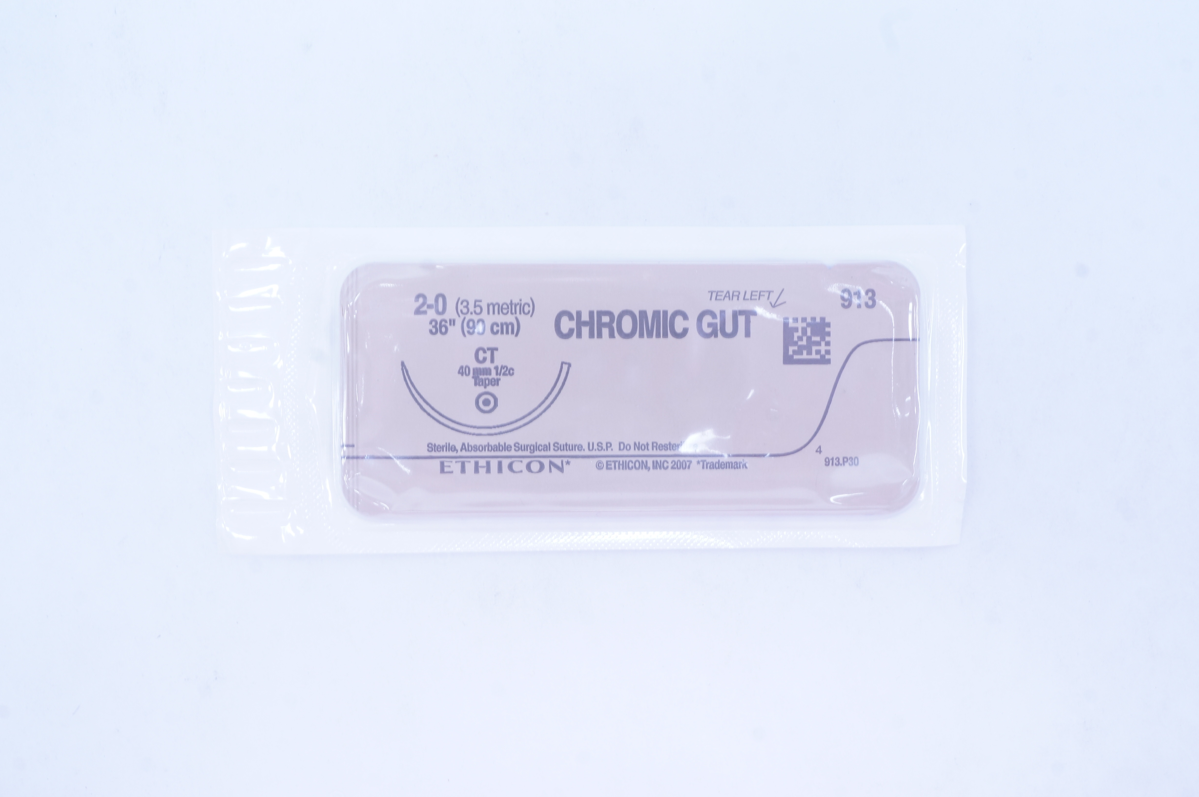 Ethicon 913 2-0 CHROMIC GUT, CT, 40mm 1/2c Taper, 36inch (x)