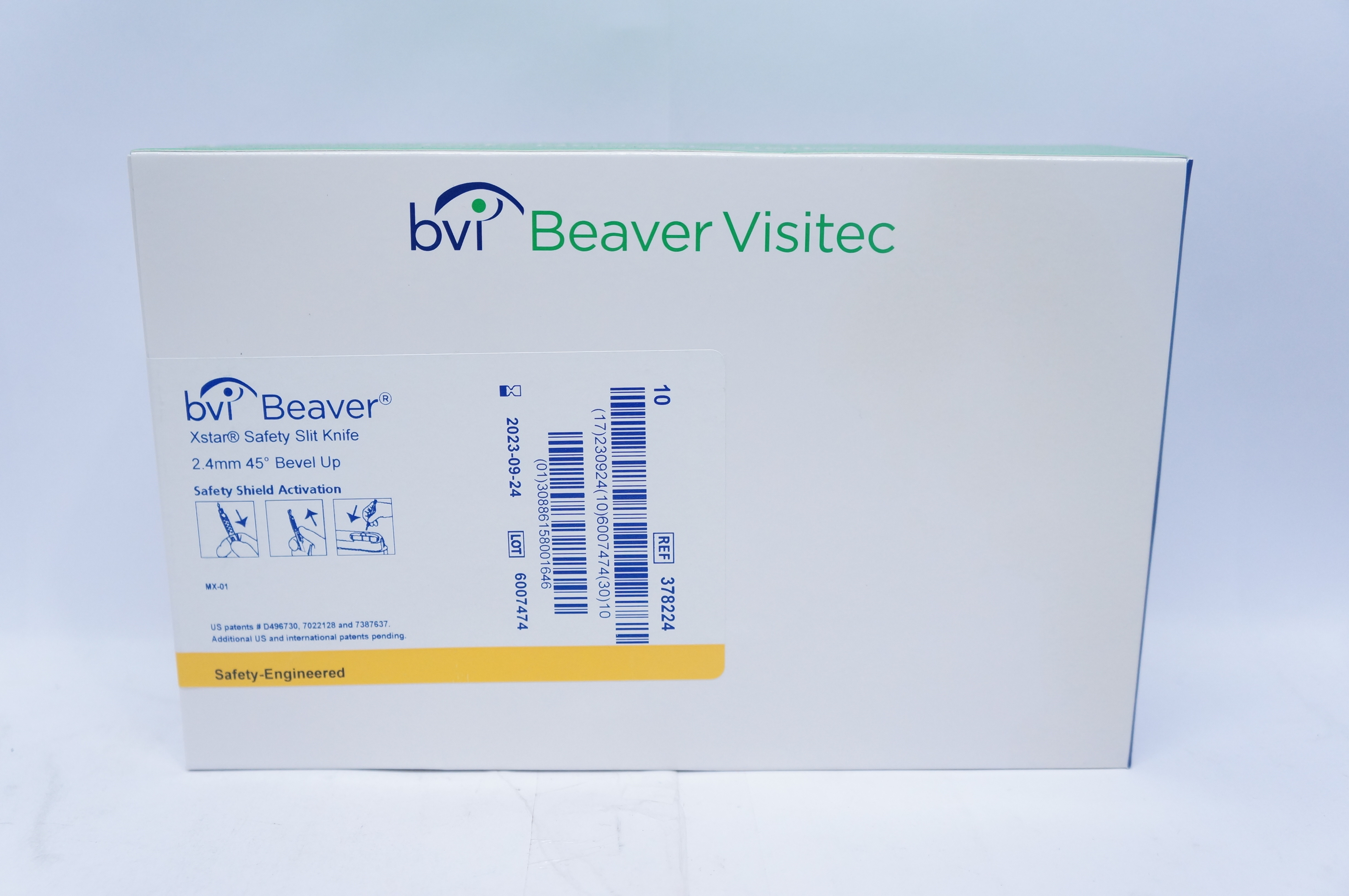 BVI Beaver 378224 Xstar Safety Slit Knife 2.4mm 45degree Bevel Up - Box of 10