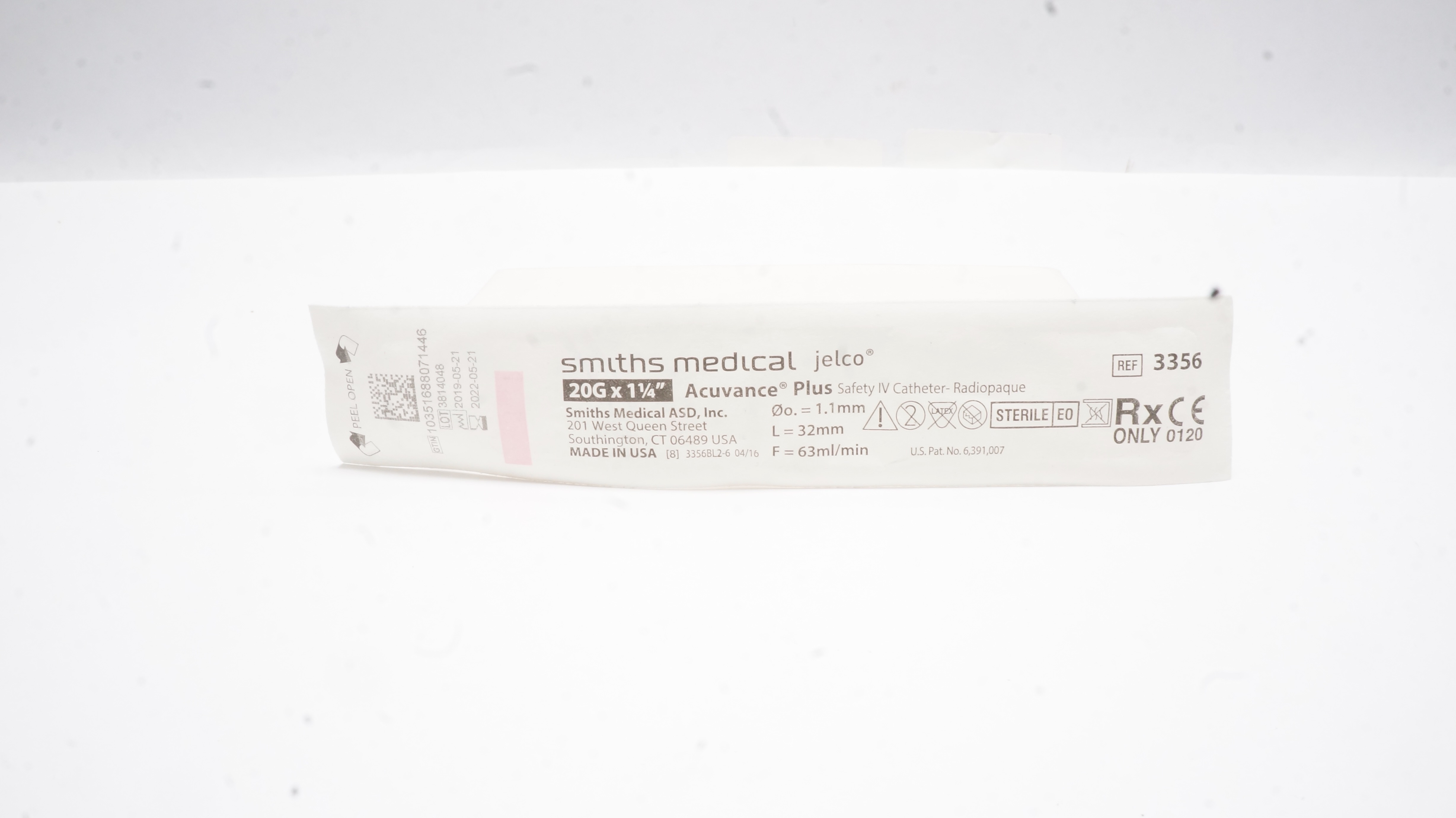 Smiths Medical 3356 Jelco Acuvance Plus Safety IV Catheters, 20G x 1 1/4inch (x)