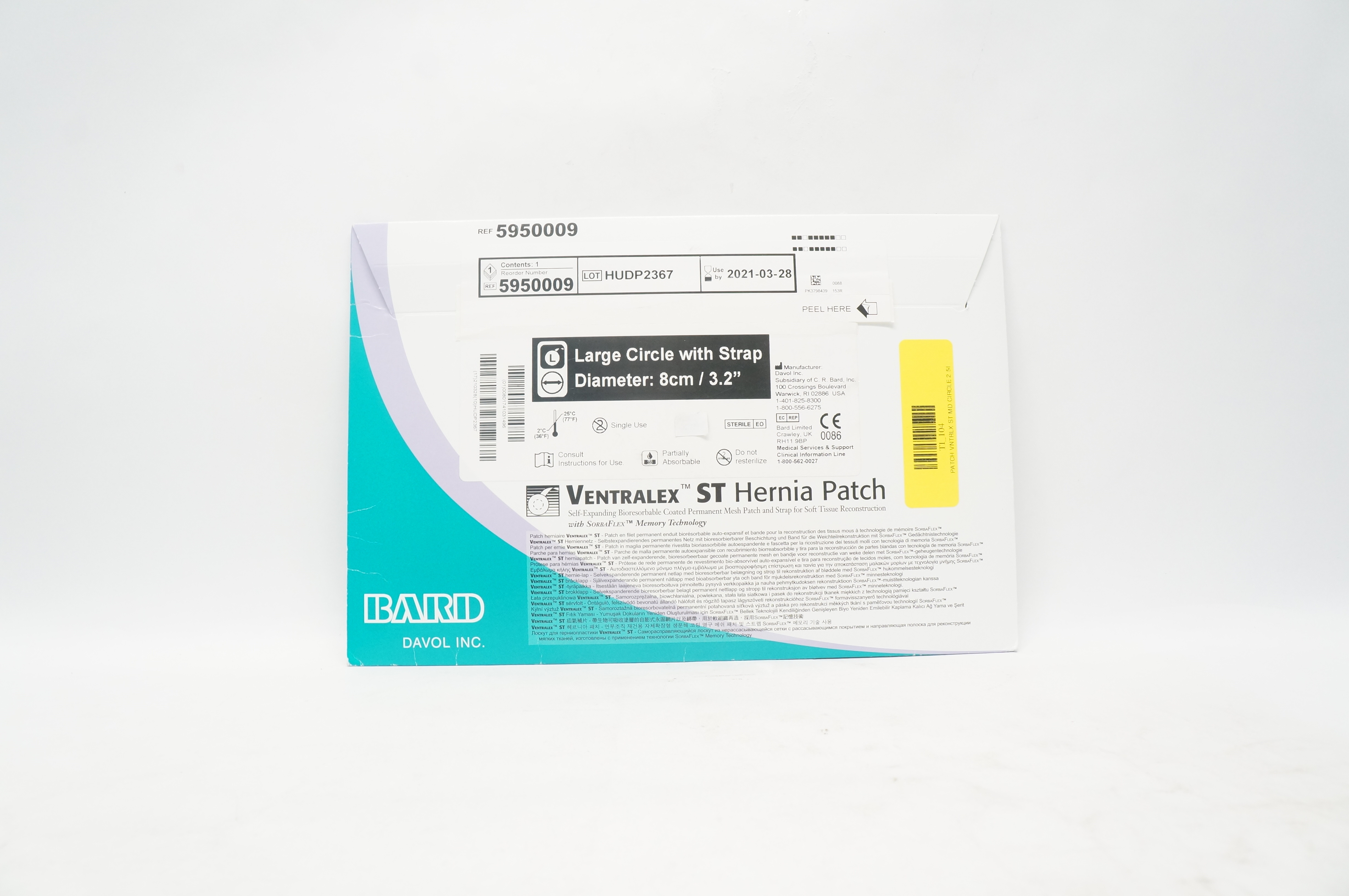 Bard 5950009 Davol Ventralex ST Hernia Patch Large Circle With Strap 3.2inch (x)