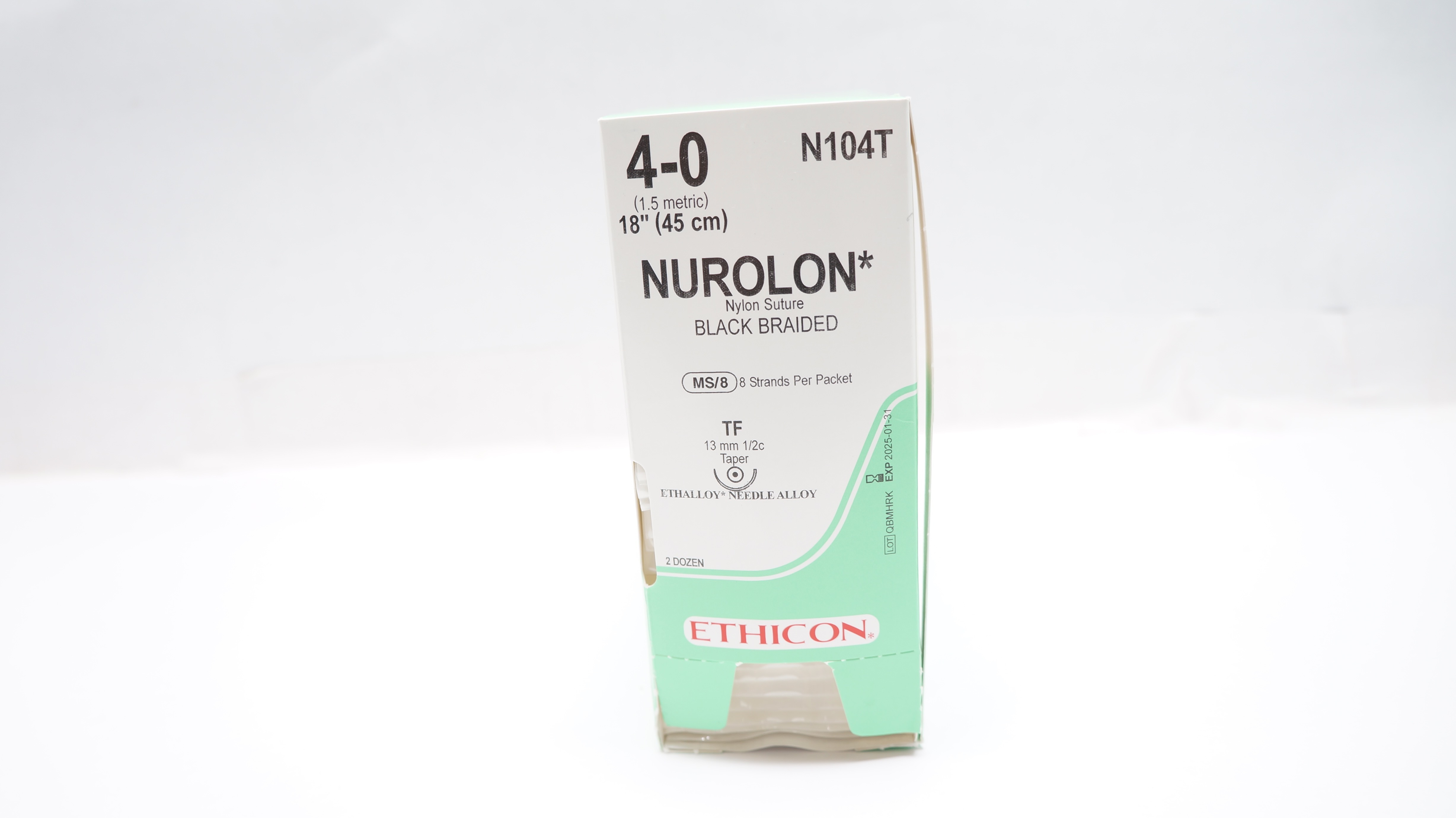 Ethicon N104T 4-0 NUROLON, TF, 13mm 1/2c Taper, 18inch - Box of 20