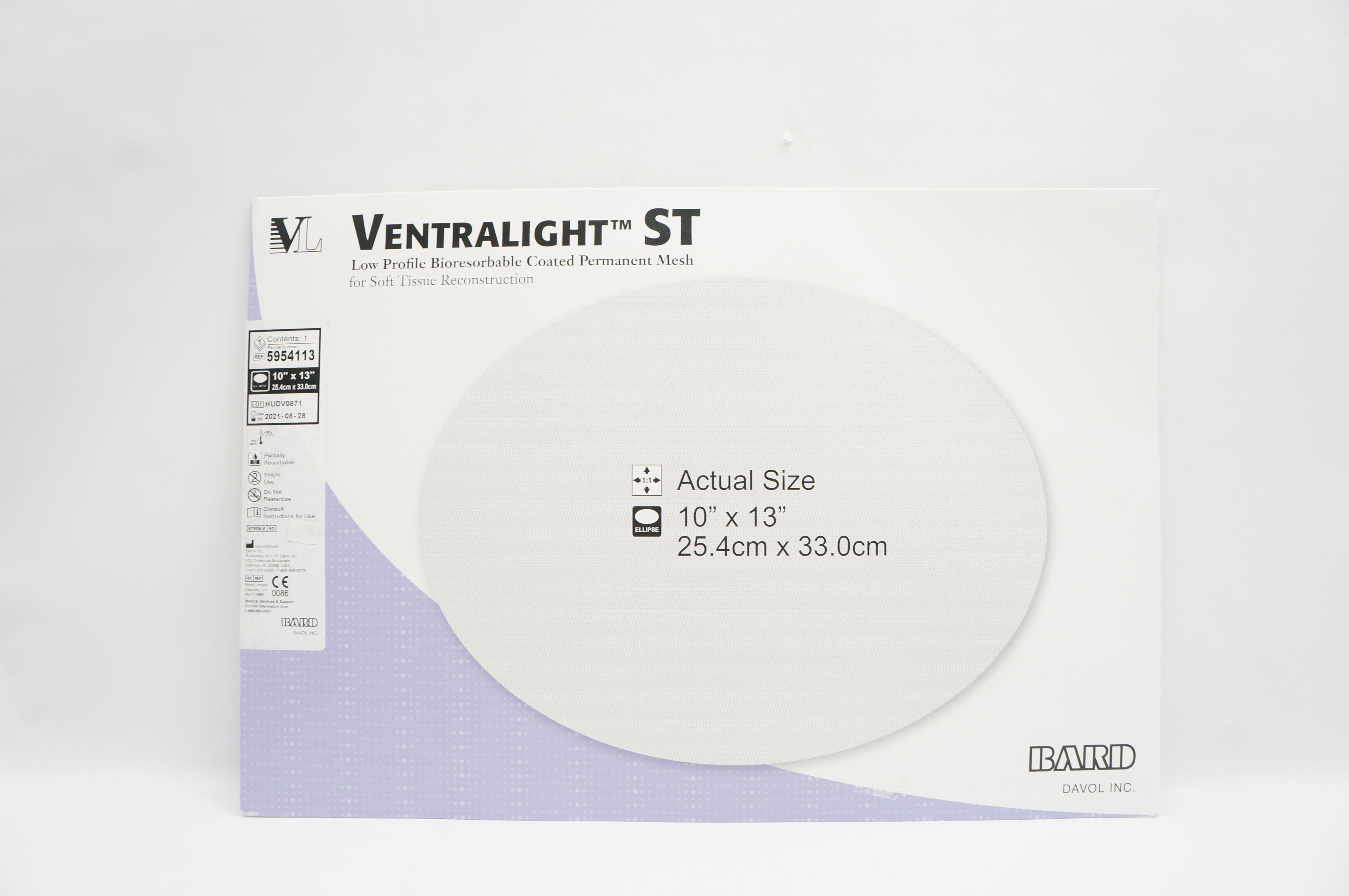 Bard 5954113 Ventralight ST Low Profile Bioresorbable Coated 10 x 13inch (x)