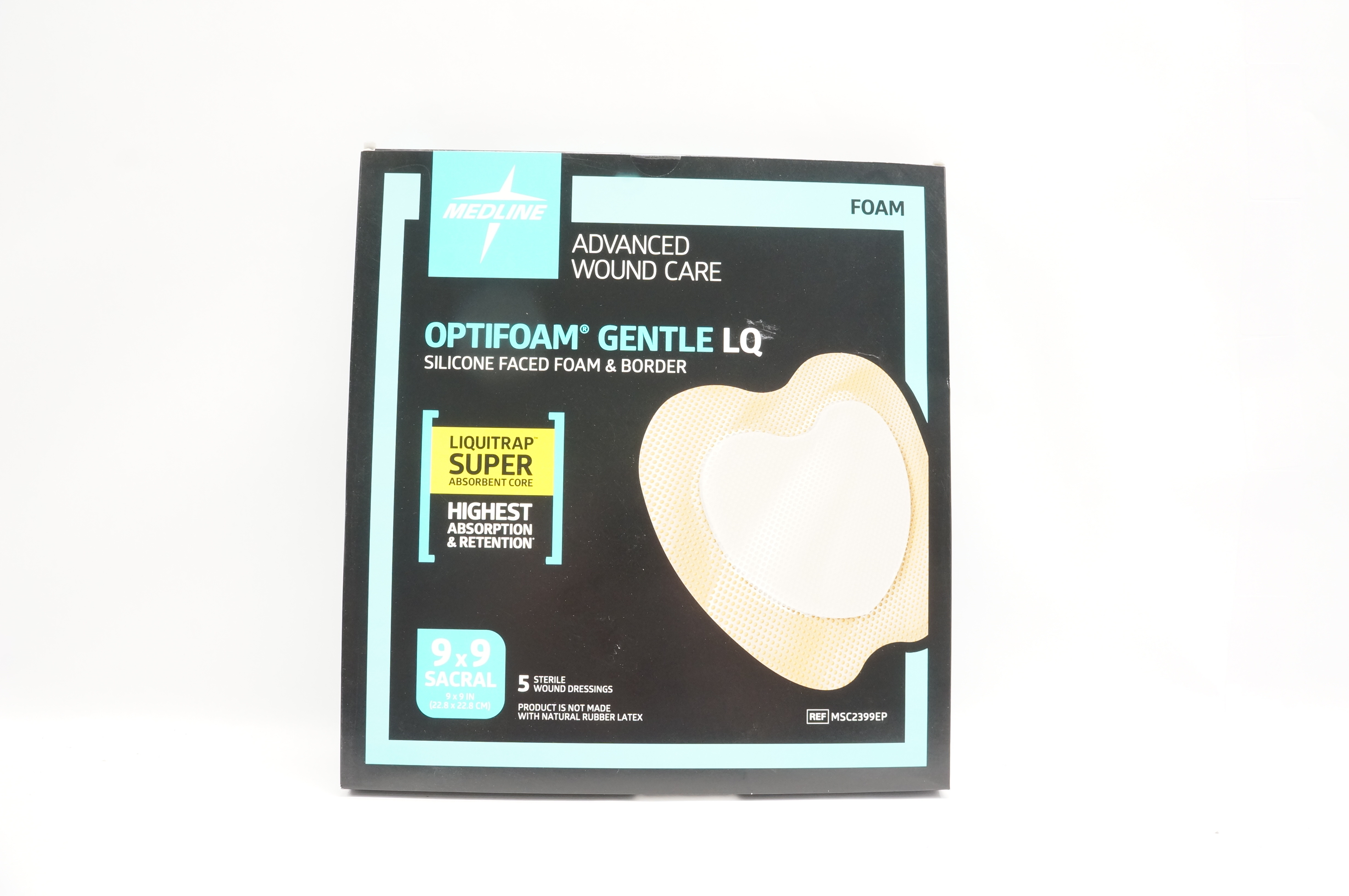 Medline MSC2399EP Optifoam Gentle LQ Silicone Faced  9 x 9 inch - Box of 5