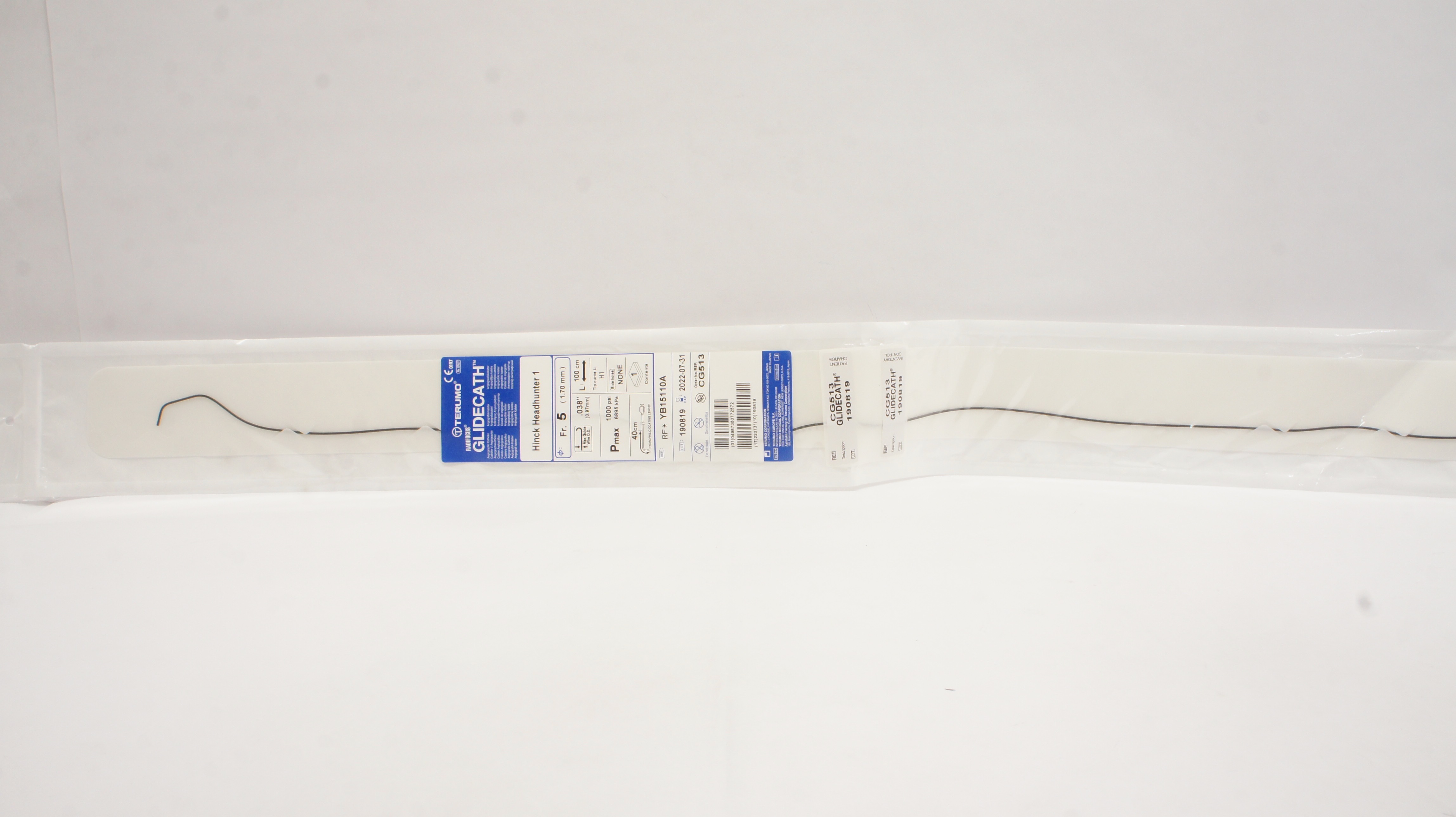 Terumo YB15110A Radifocus Glidecath Hick Headhunter 1 5Fr x 100cm x 0.038in (x)