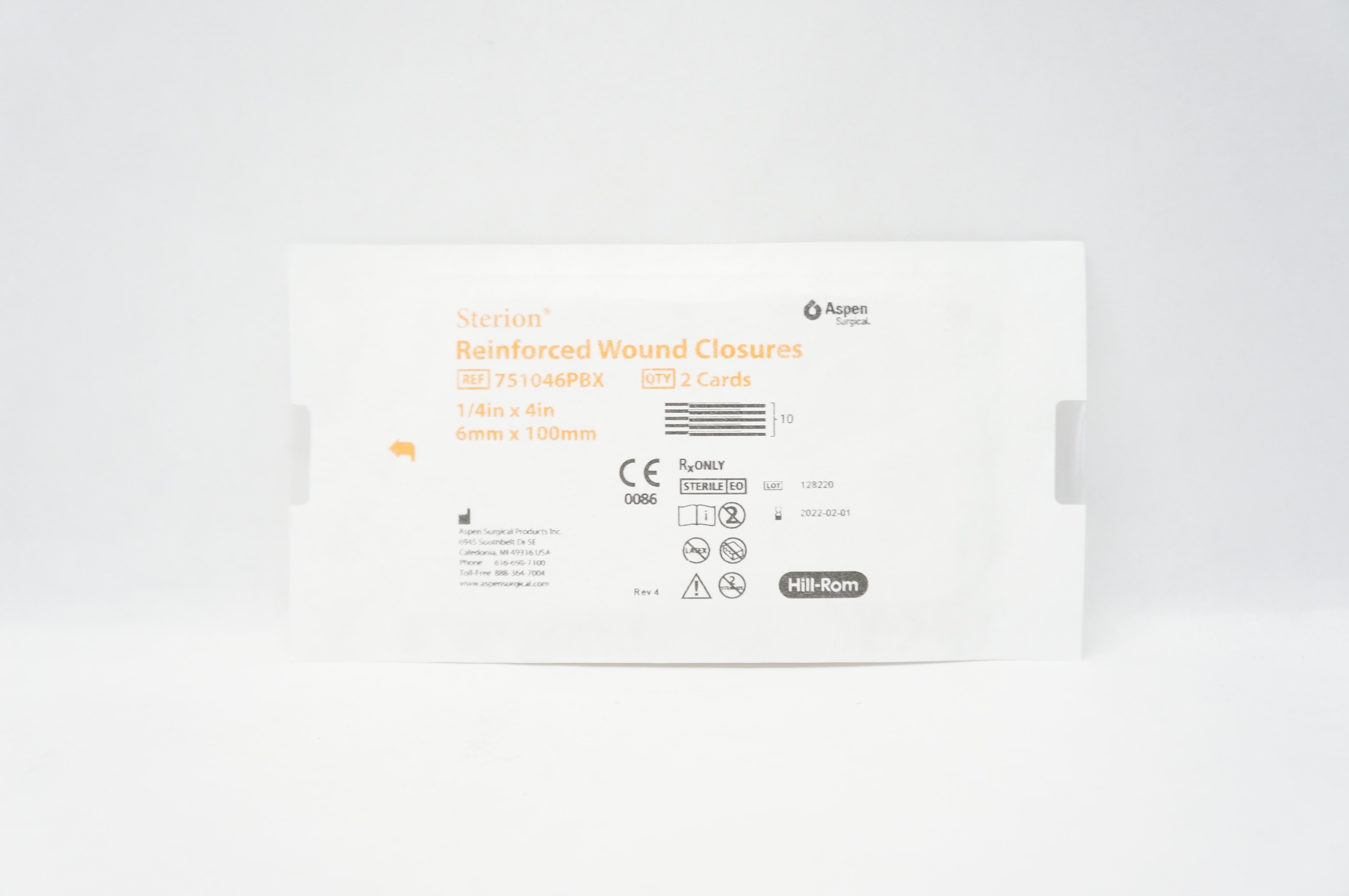 Aspen Surgical 751046PBX Reinforced Wound Closures 1/4in x 4in (x) - Pack of 2