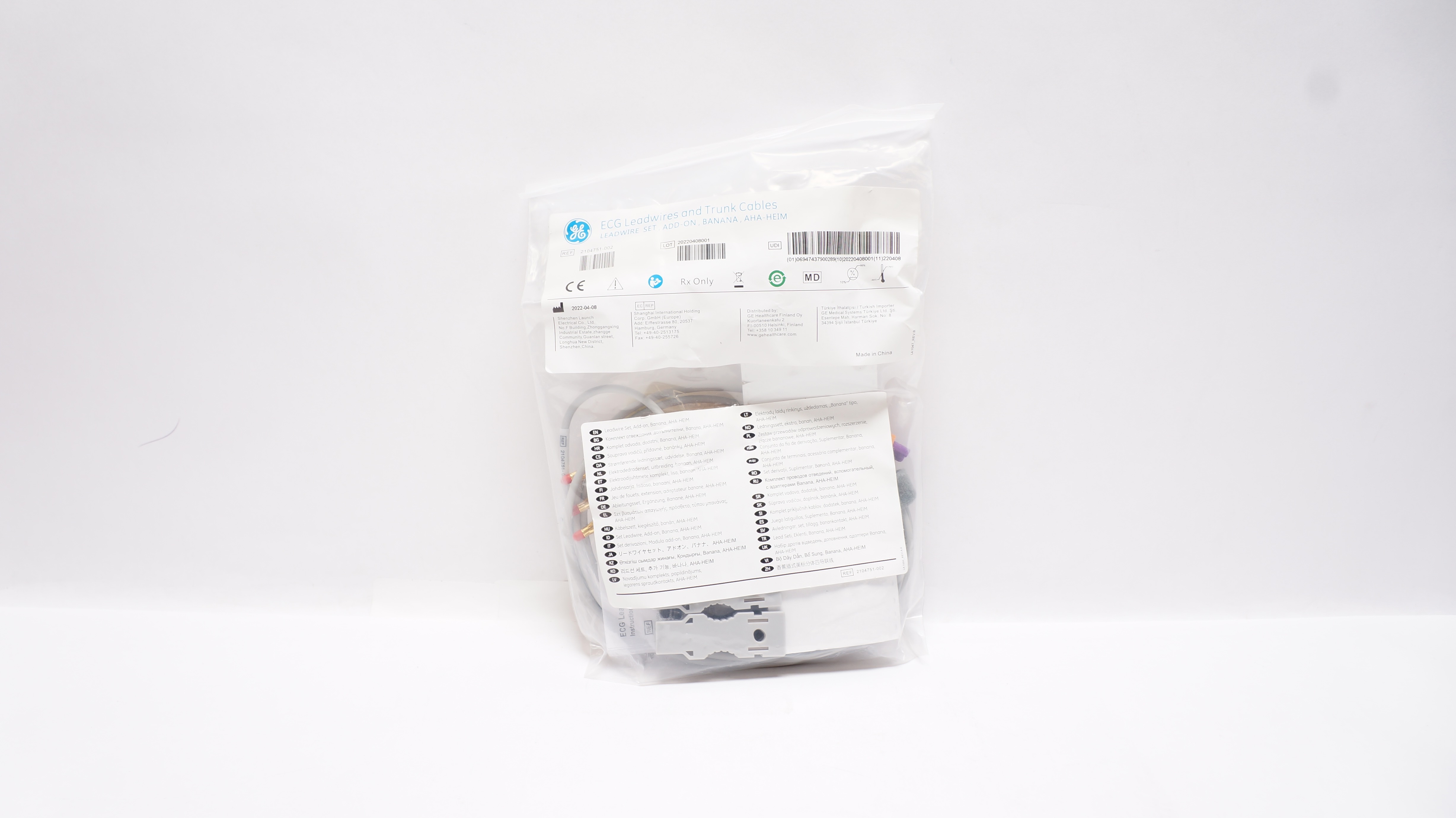 GE Healthcare 2104751-002 ECG Leadwire Set, Add-On, Banana, AHA-HEIM