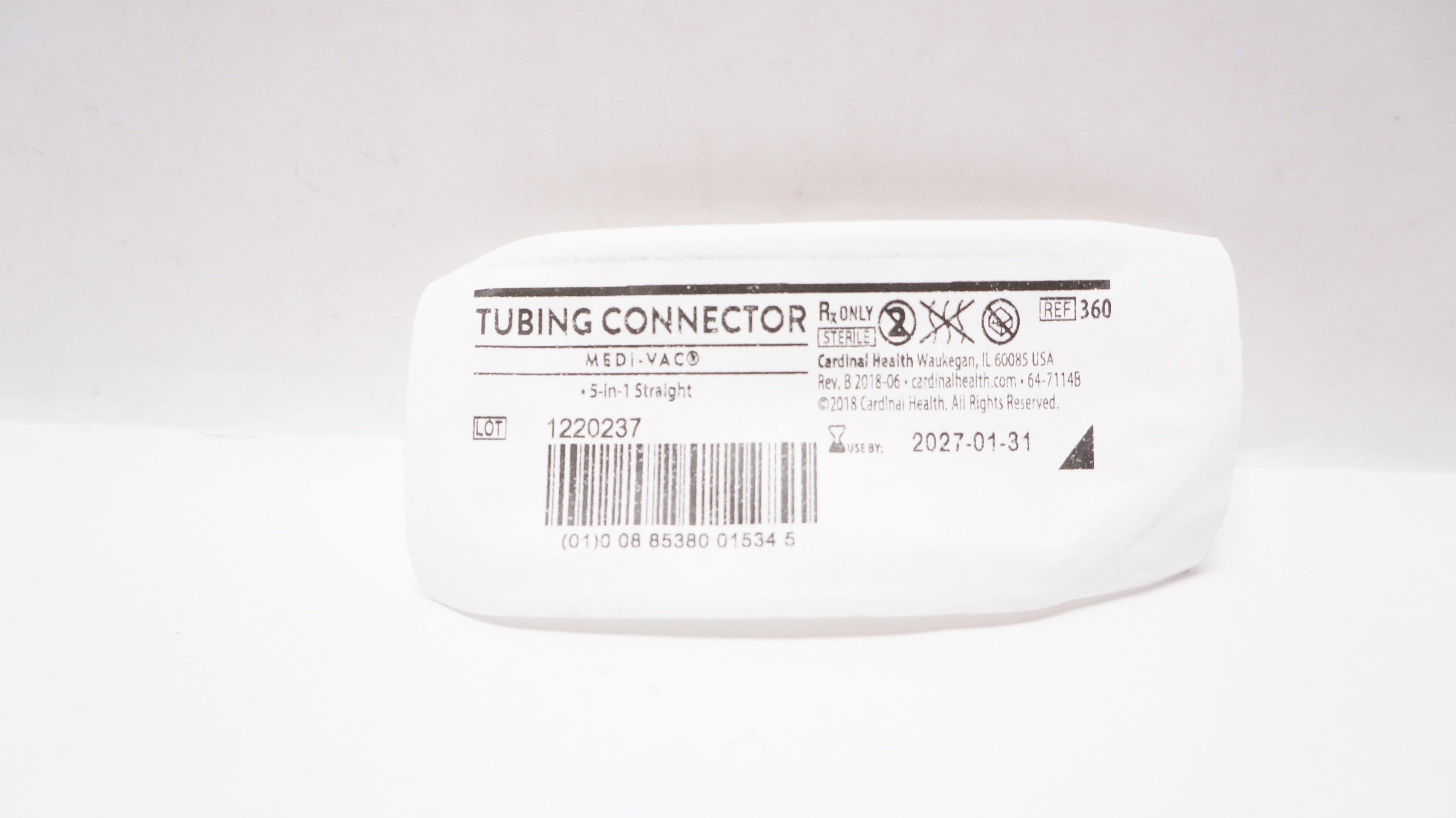 5 In 1 Connector Cardinal Health 360 Medi-VAC Tubing Connector 5 in 1 Straight