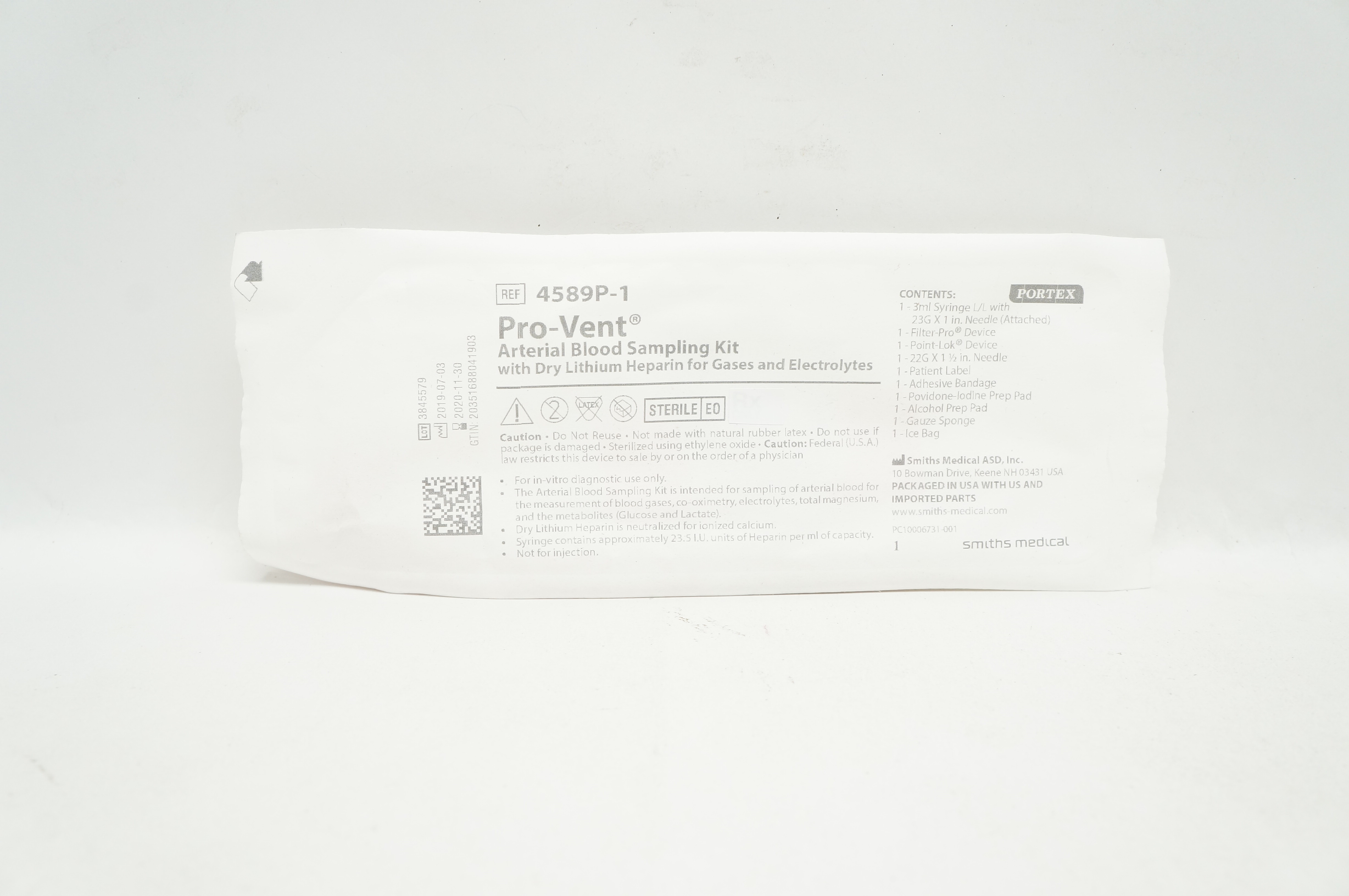 Smiths Medical 4589P-1 Pro-Vent Arterial Blood Sampling Kit (x)