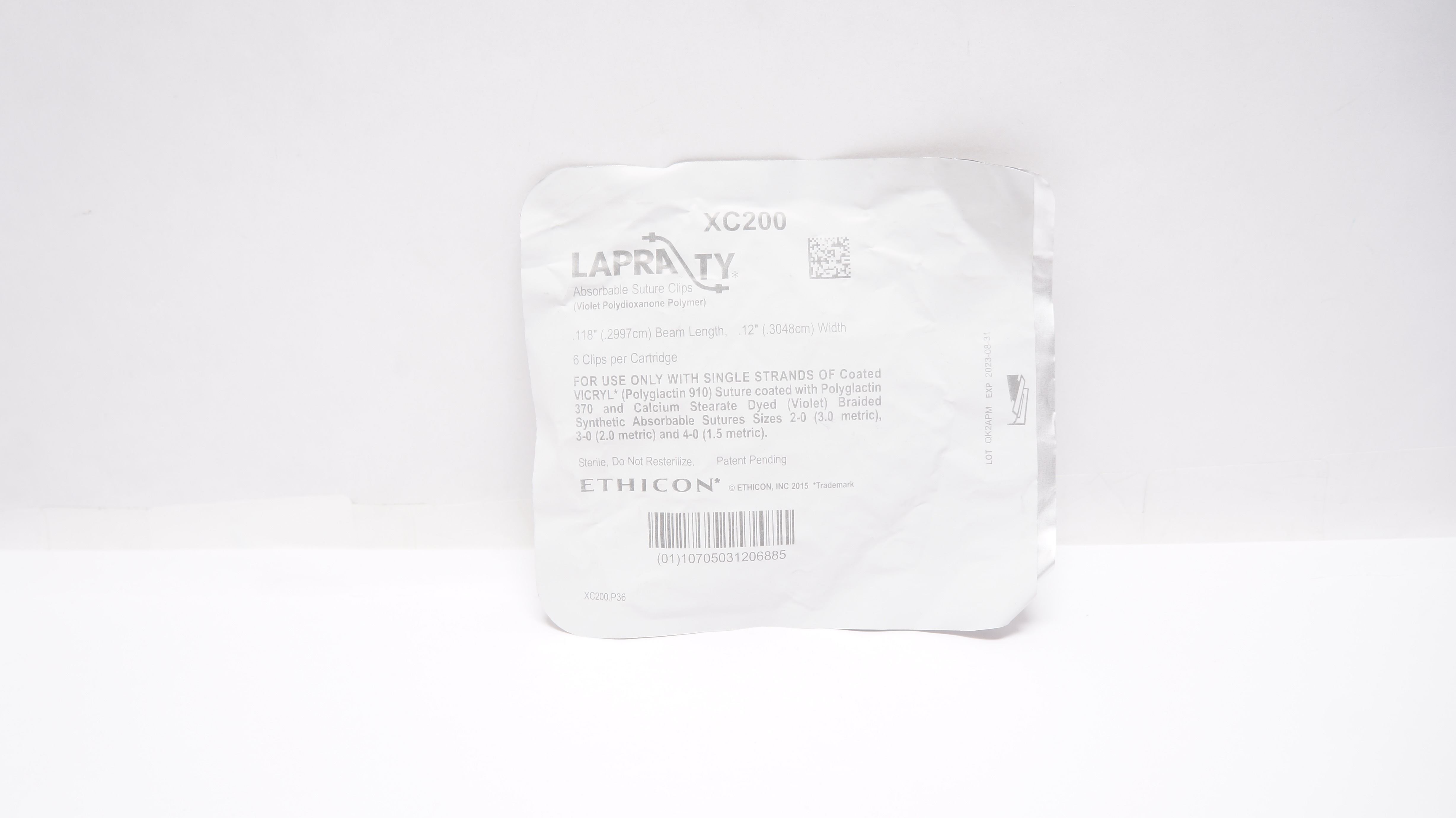 Ethicon XC200 LAPRA TY Absorbable Stre Clips, Beam Length 12inch x 118inch (x)