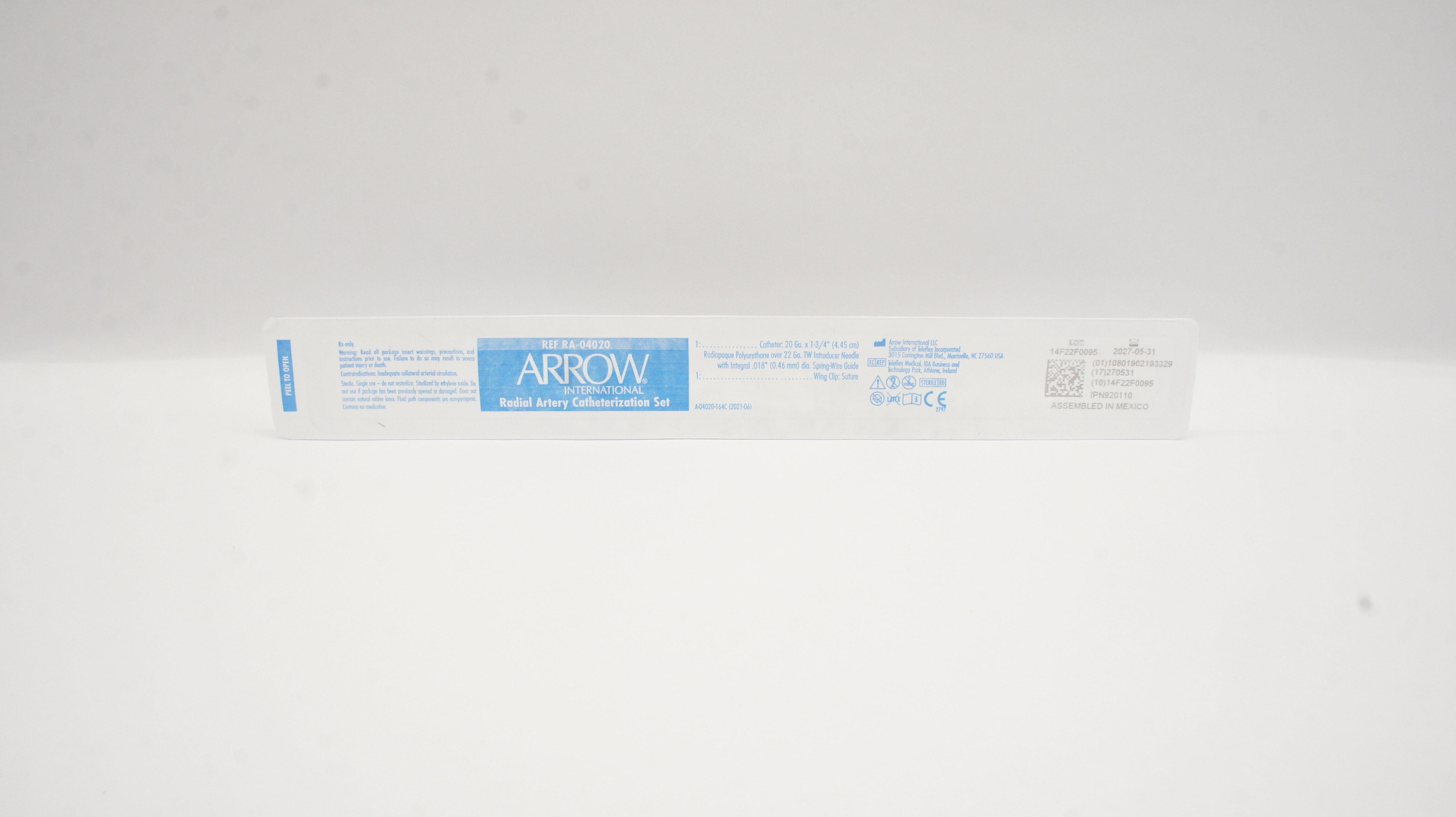 Arrow RA-04020 Radial Artery Catheterization Set 20Ga x 1-3/4 inch